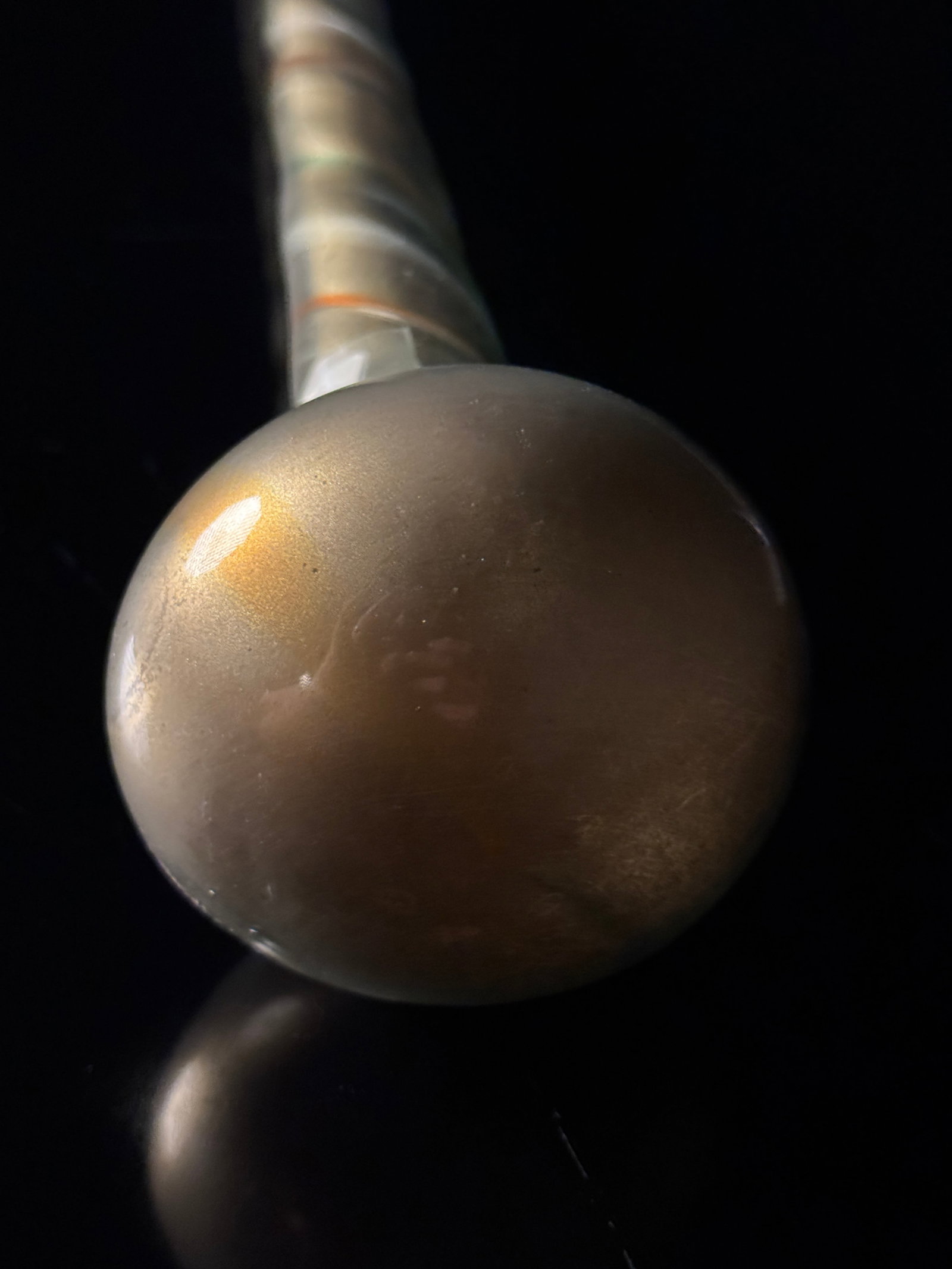 Iridescent Swirl Decorative Glass Cane with Gold Toned Handle (1 of 8)