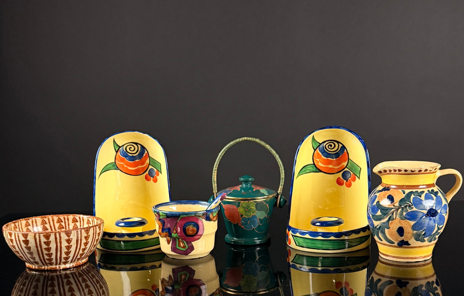 A Collection of Six Czechoslovakian and Argentinian Hand-Painted Art Pottery Items (1 of 15)