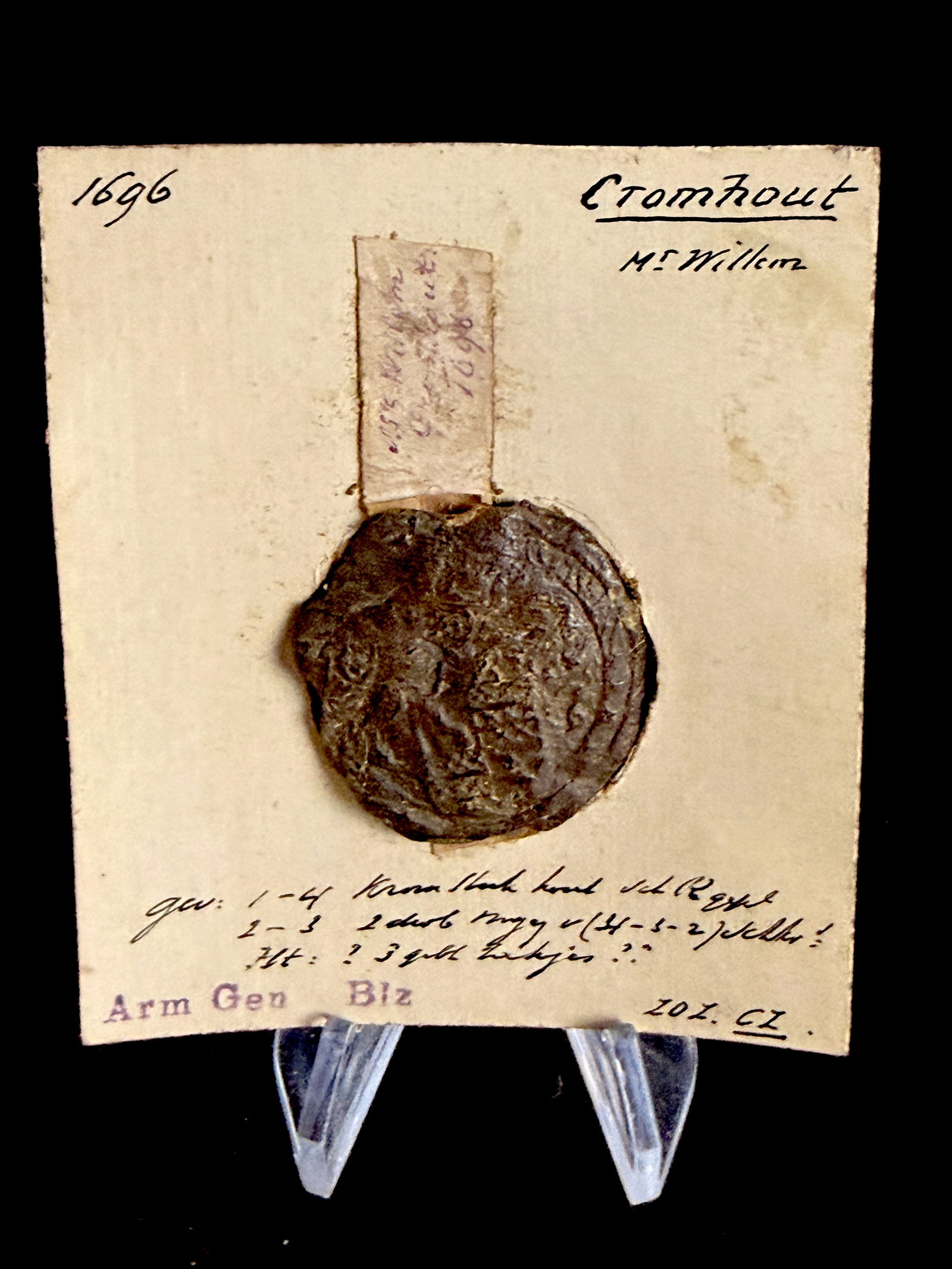 NL 1696 Wax Seal Impression, Mr. Willem Cromhout (1 of 12)