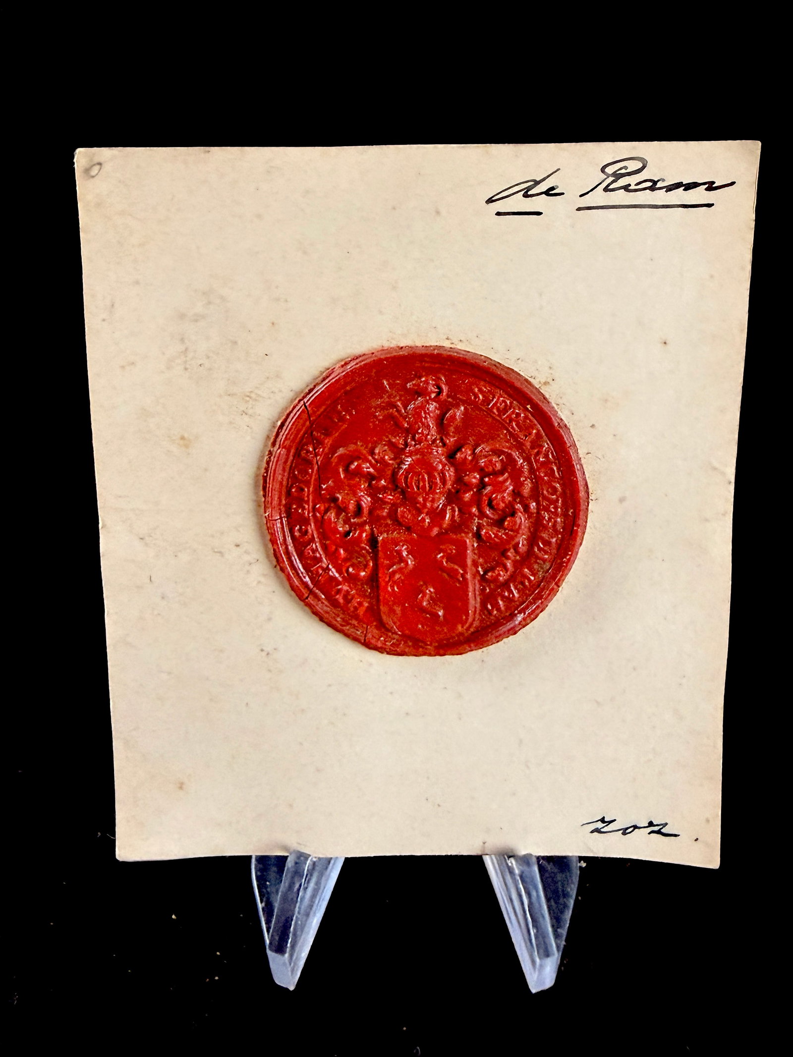 Heraldic Wax Seal Specimen Card for the de Ram van Hagedorn Family (1 of 11)