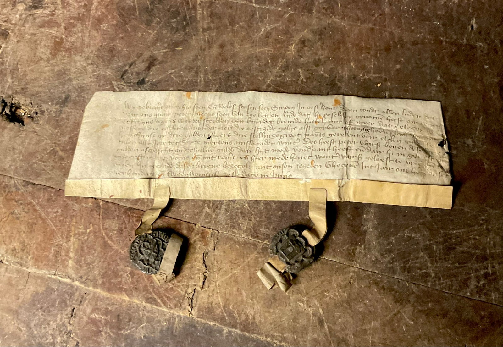 Roelof, et al. Dutch Legal Charter on Parchment. 1422. (1 of 14)