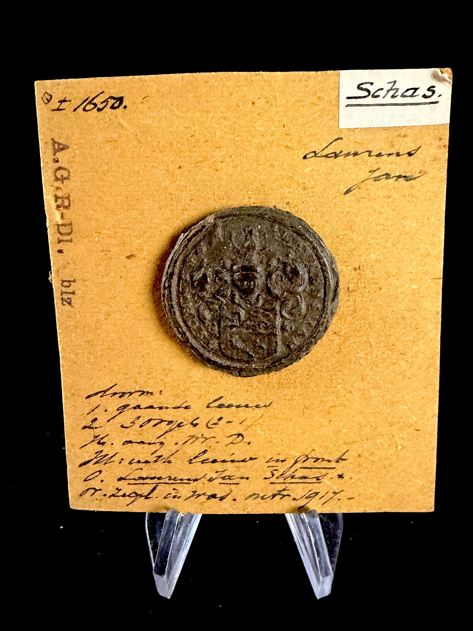 NL c. 1650 Heraldic Seal Impression, Wax (1 of 10)