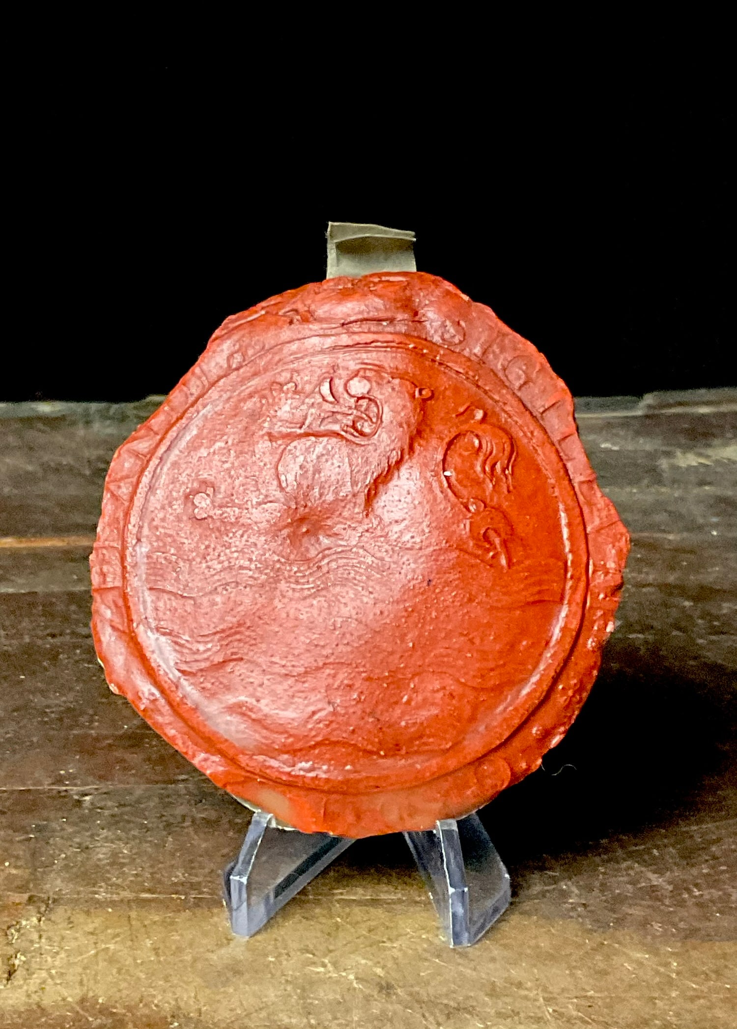 Large Red Cast Seal Impression with Maritime Heraldry and Latin Inscription (1 of 8)