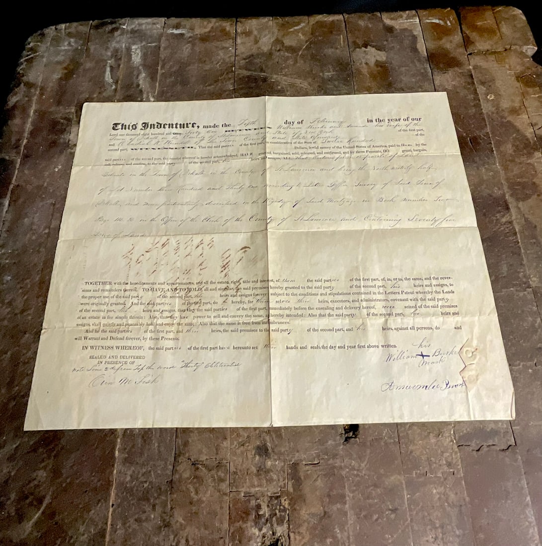 1841 St. Lawrence County New York Land Deed Indenture DeKalb (1 of 14)