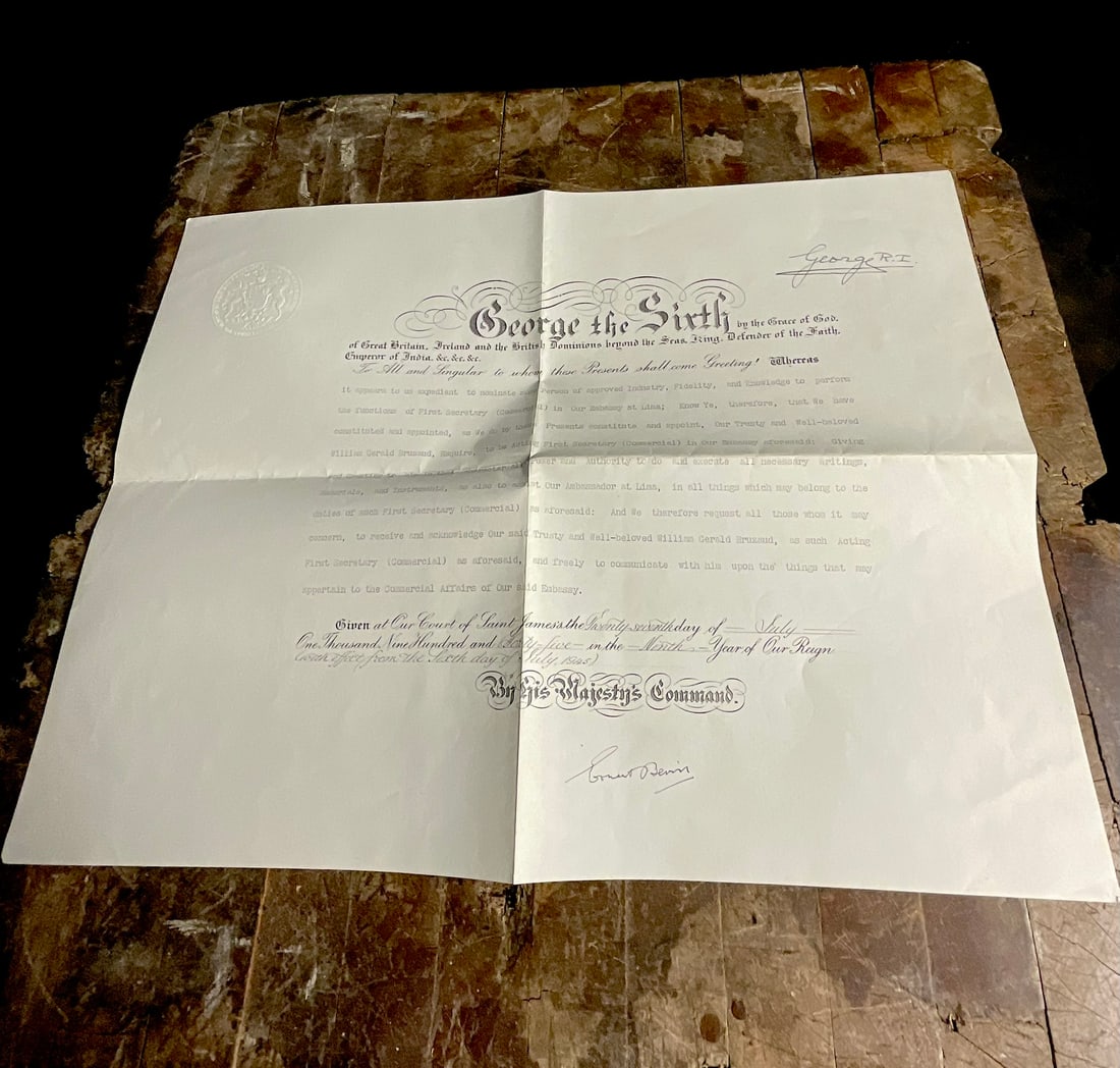 British Royal Commission Document Signed by King George VI and Foreign Secretary Ernest Bevin 1945 (1 of 9)