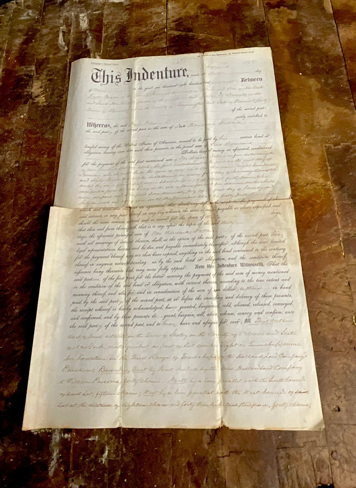 1858 New York State Mortgage Indenture Holland Land Company Purchase Orleans County (1 of 20)
