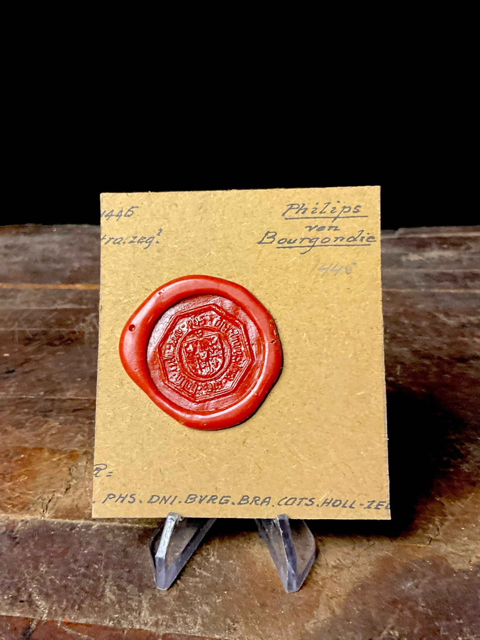 Historical Wax Seal Specimen of Philip III, Duke of Burgundy, Dated 1446 (1 of 9)