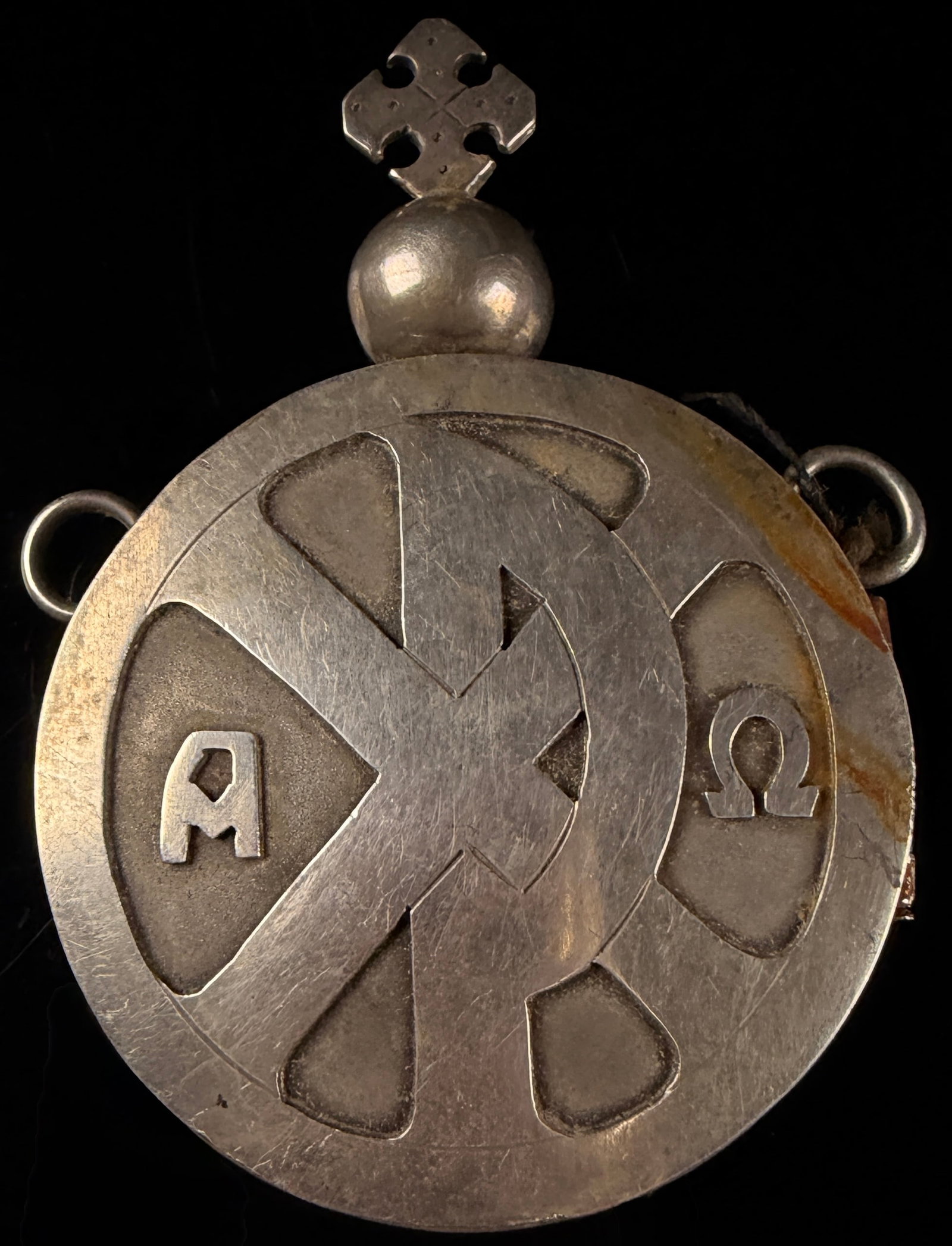 Sterling Silver Liturgical Pocket Pyx with Chi-Rho and Alpha-Omega Monogram (1 of 8)