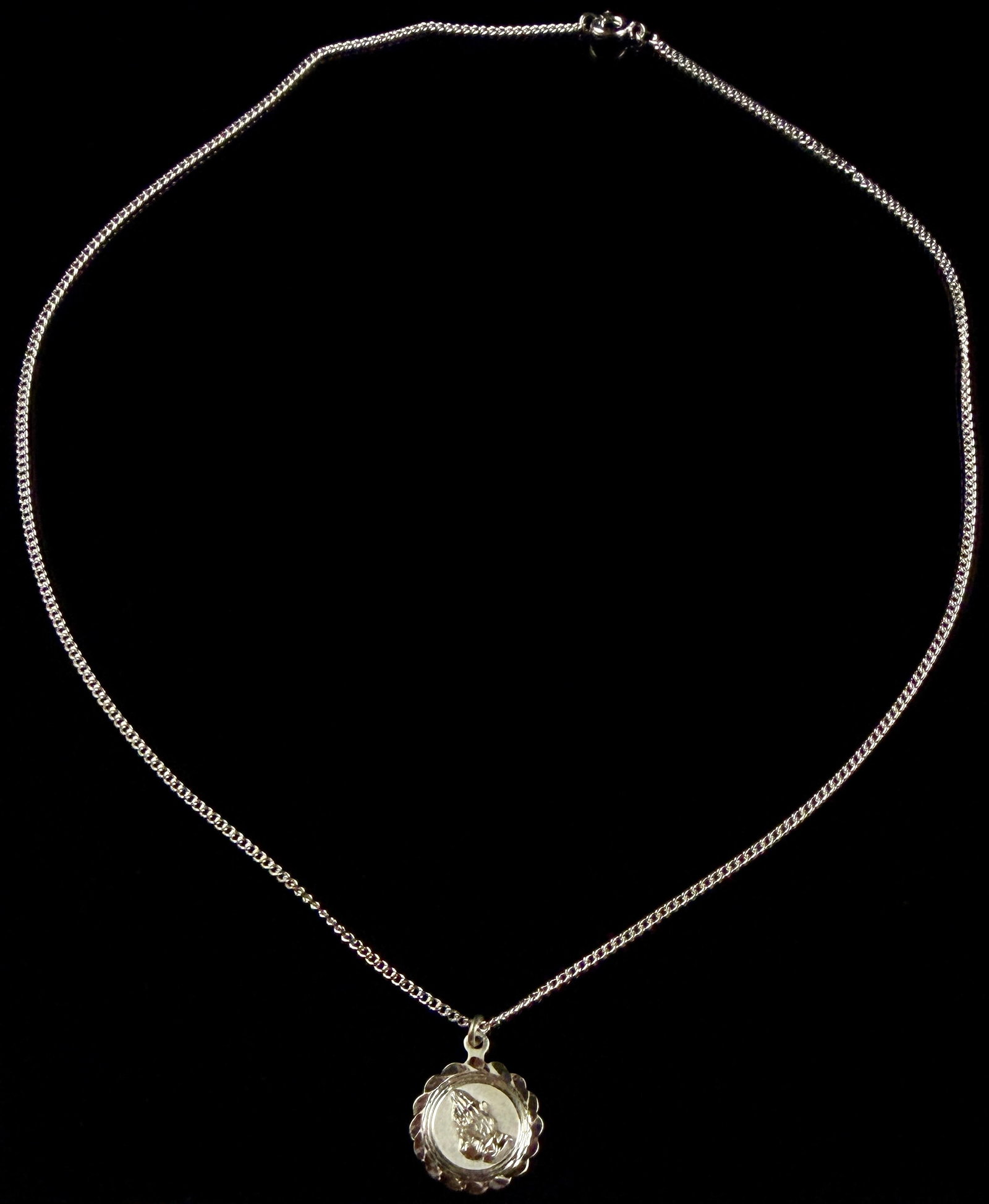 Sterling Silver Praying Hands Pendant Necklace (1 of 4)