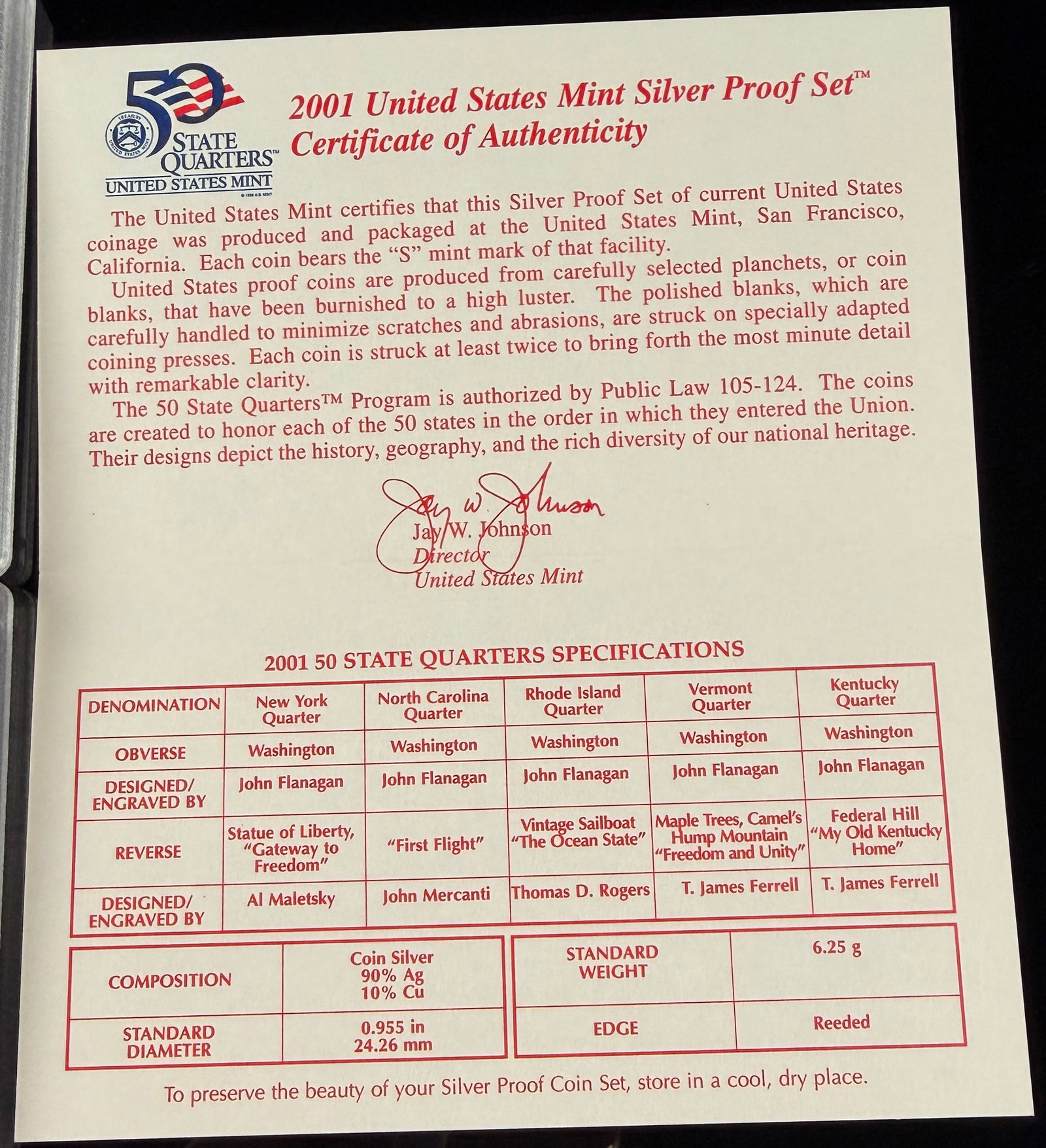2001 US Mint Silver Proof Set - 3