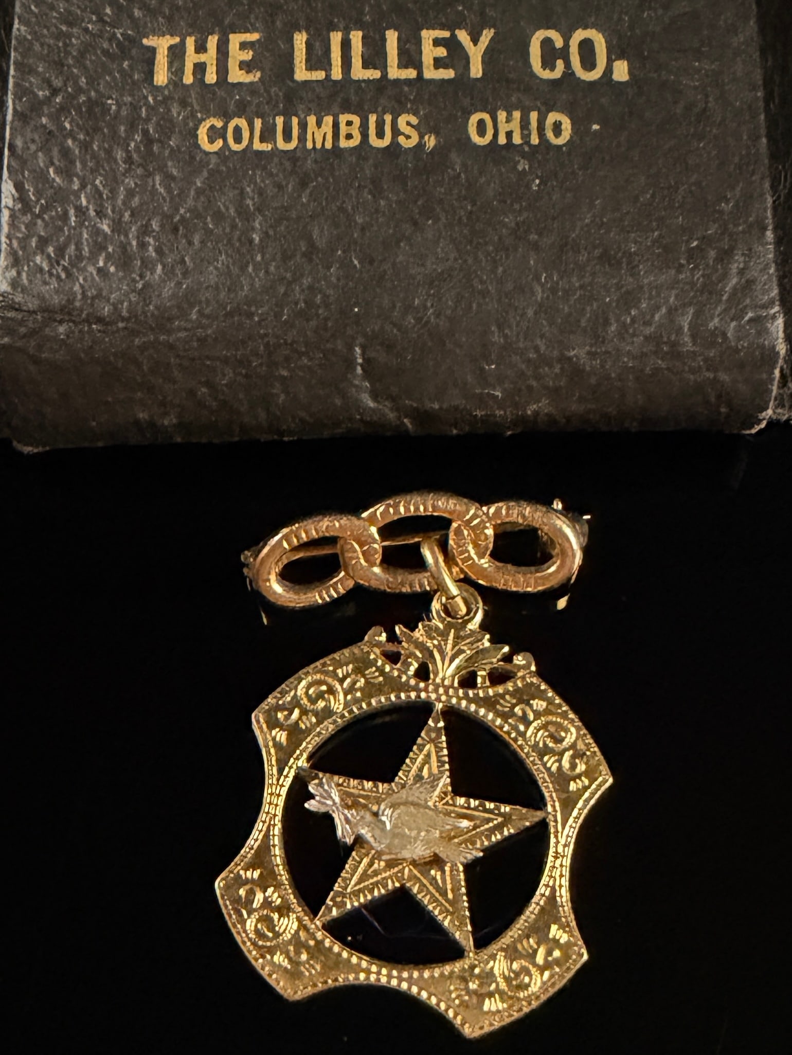 ndependent Order of Odd Fellows Rebekah Degree Fraternal Pin by Bunde and Upmeyer Co: This fraternal pin is associated with the Rebekah Degree, the female auxiliary of the Independent Order of Odd Fellows (IOOF). The pin is with a contrasting white-toned metal appliqu?. The design