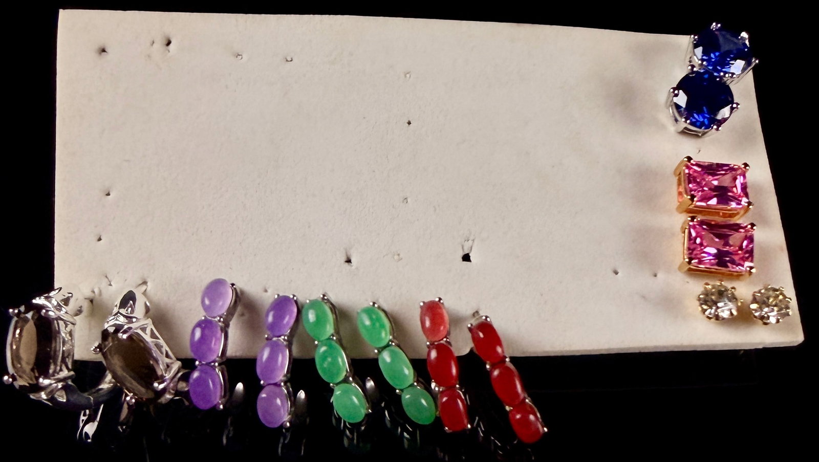 A Collection of Seven Pairs of Sterling Silver and Gemstone Earrings (1 of 10)