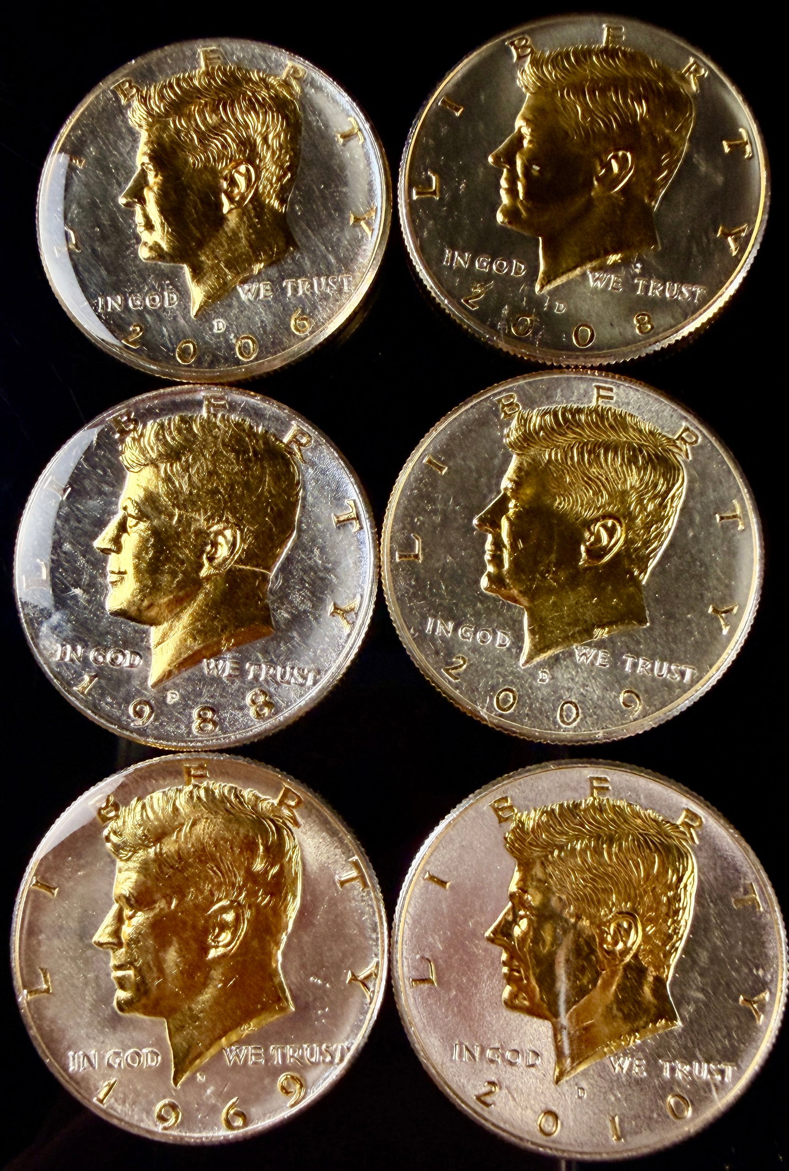 A Collection of US Danbury Mint Gold-Plated Kennedy Half Dollars (1 of 15)