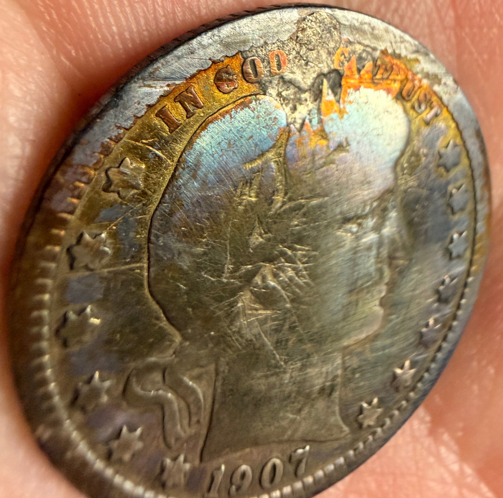 1907 US Barber Silver Quarter Dollar - 2