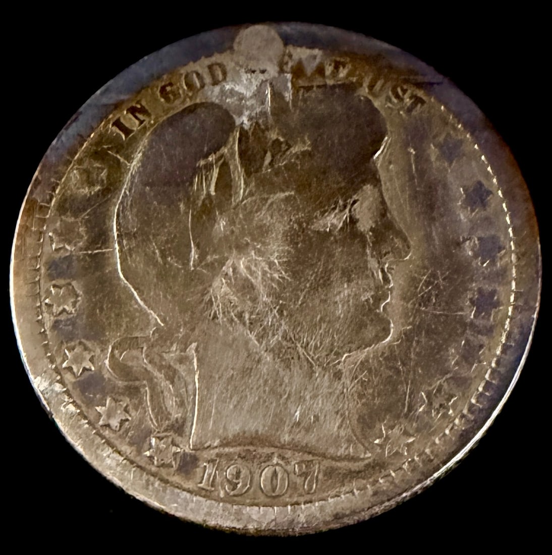 1907 US Barber Silver Quarter Dollar - 4