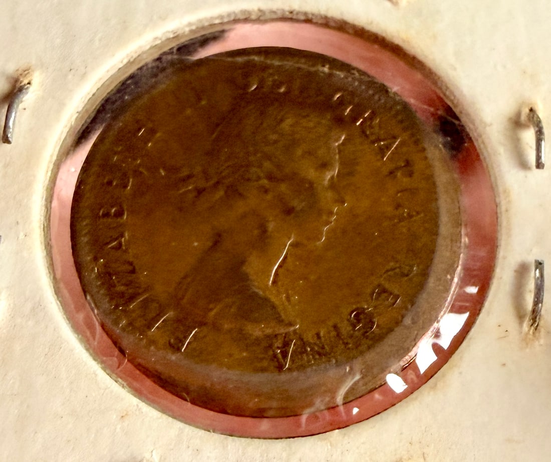 Canada 1962 1 Cent Copper-Alloy Off-Center Strike Error - 2