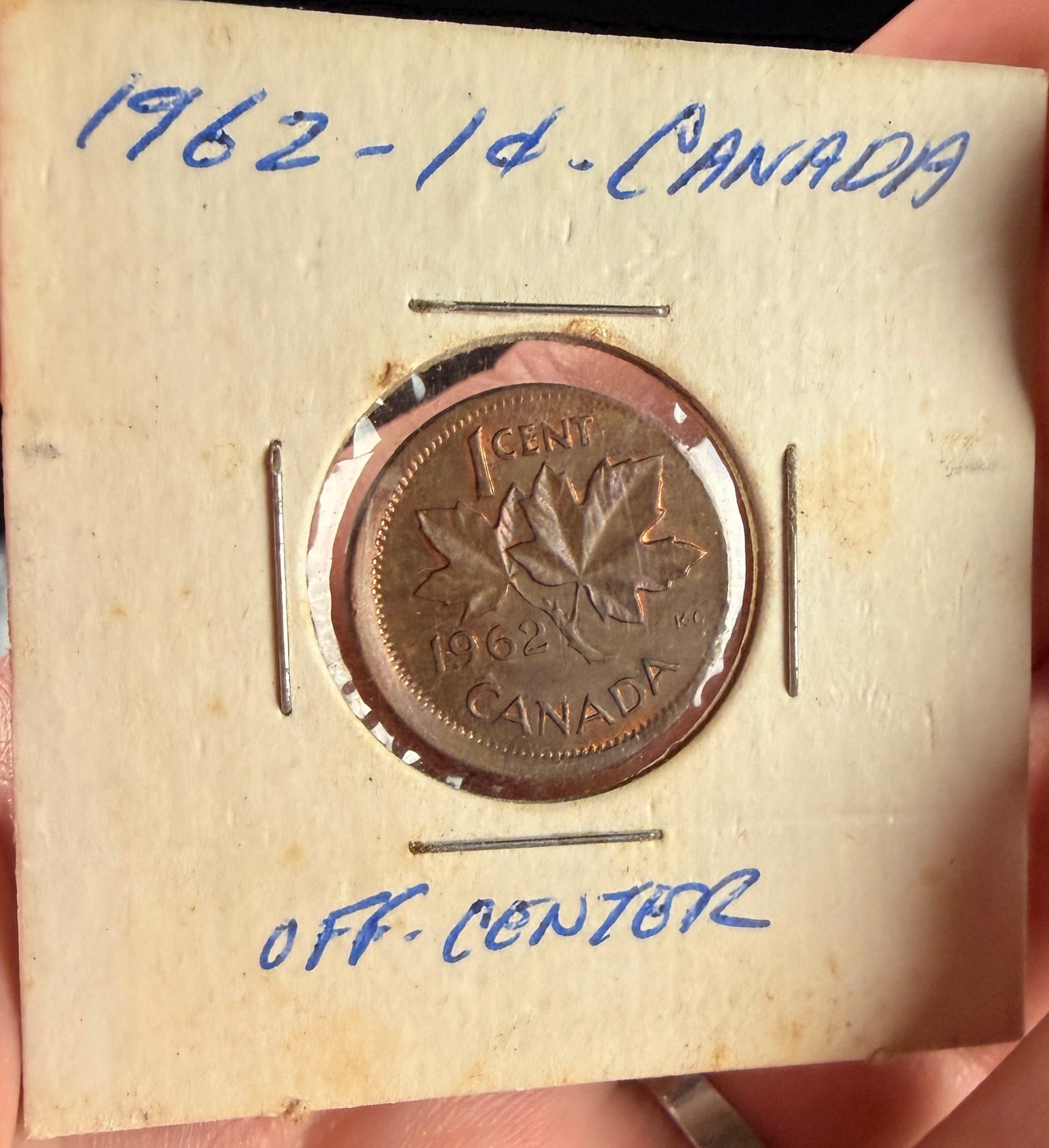 Canada 1962 1 Cent Copper-Alloy Off-Center Strike Error - 3
