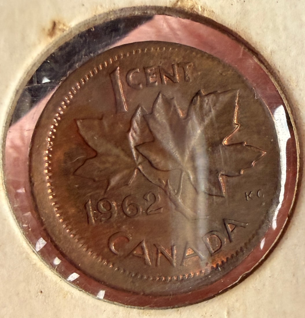 Canada 1962 1 Cent Copper-Alloy Off-Center Strike Error - 4