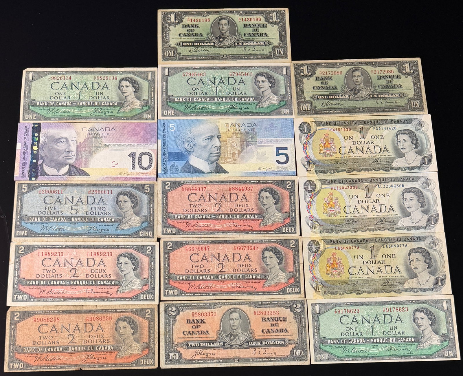 A Collection of CA Banknotes including 1937, 1954, 1973, and 2001-2006 Series (1 of 7)