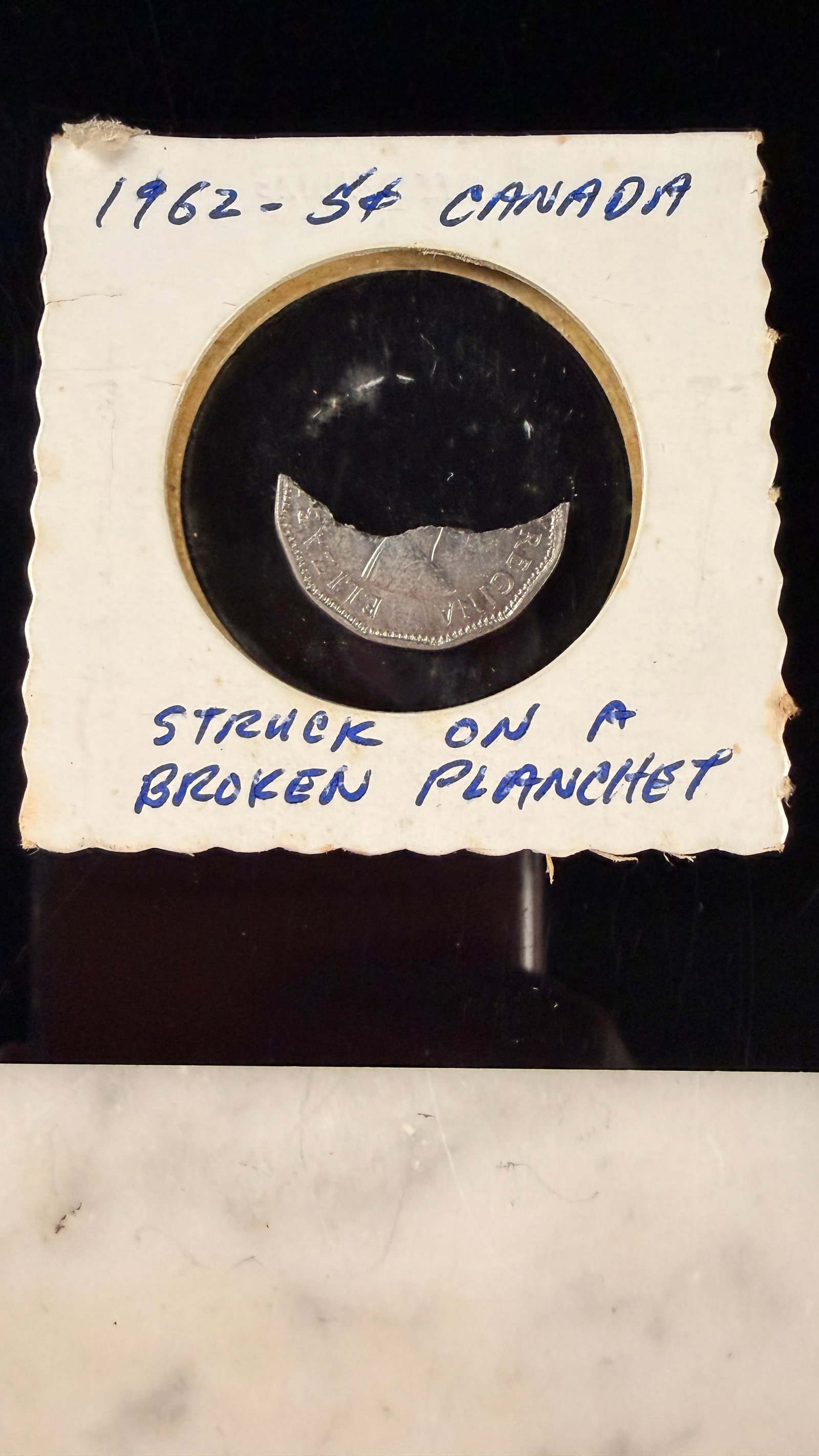 1962 CA Nickel 5 Cents Mint Error Struck on Broken Planchet (1 of 4)