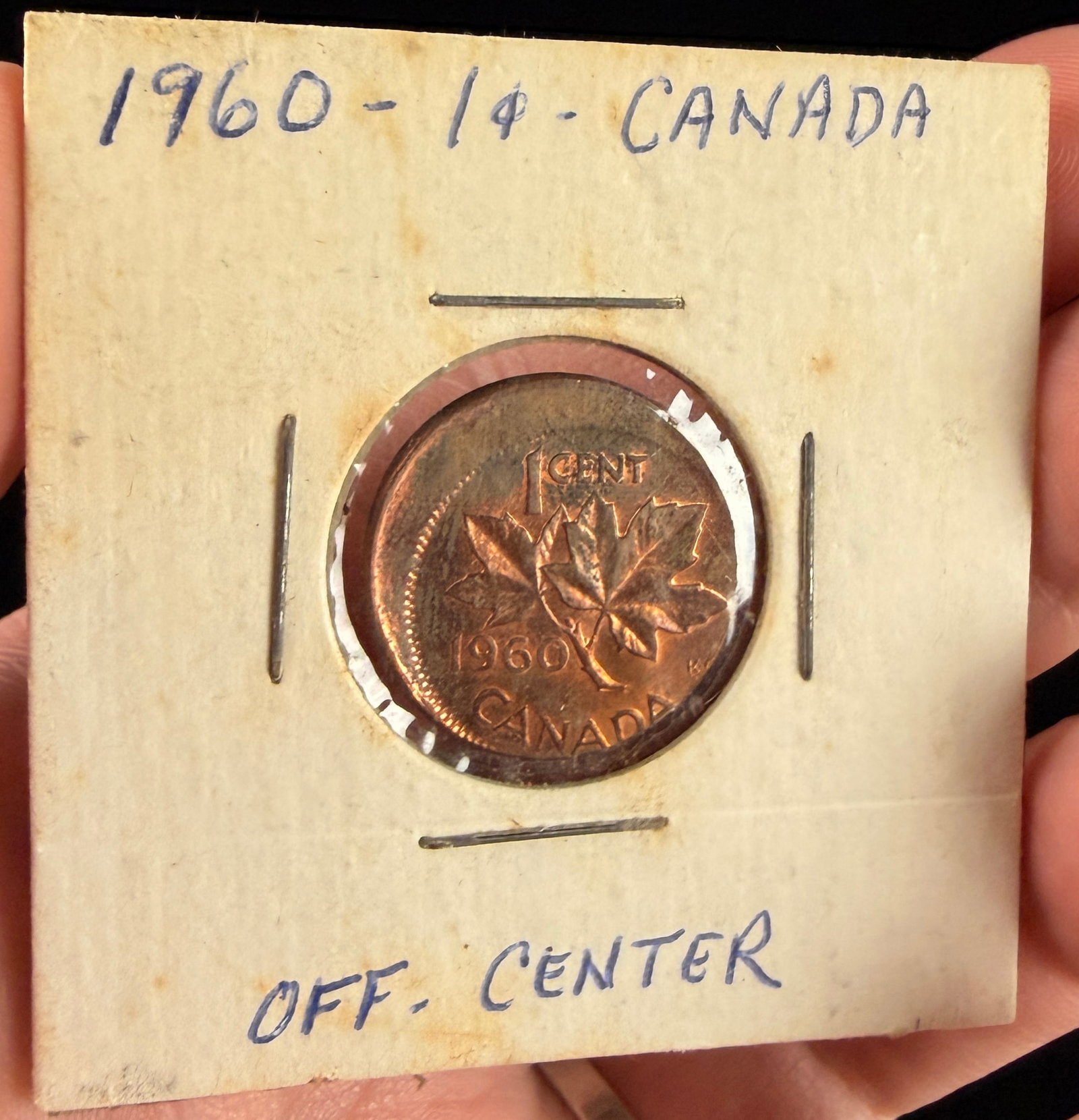 1960 CAN 1 Cent Off-Center Strike Mint Error - 2