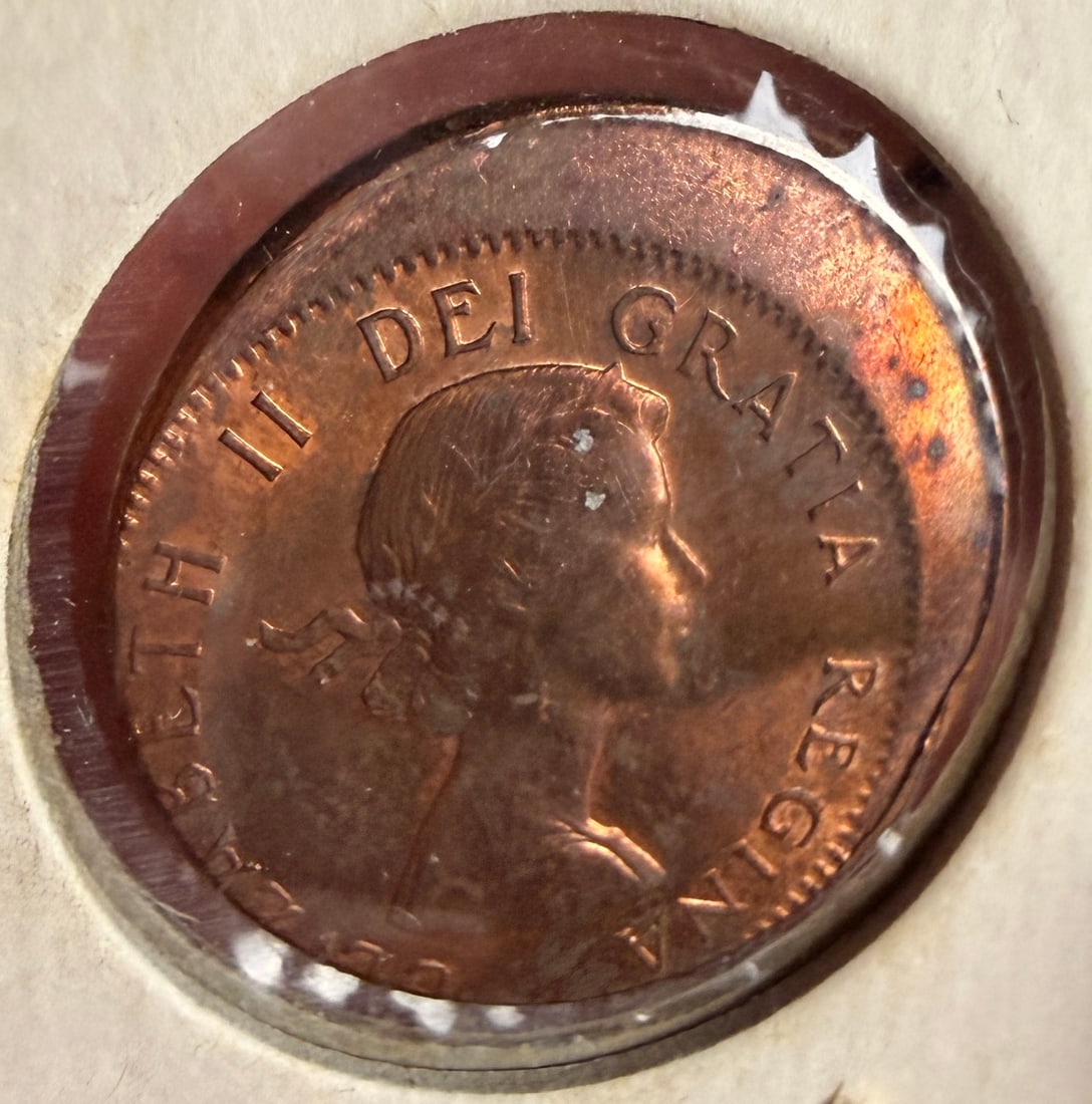 1960 CAN 1 Cent Off-Center Strike Mint Error - 3