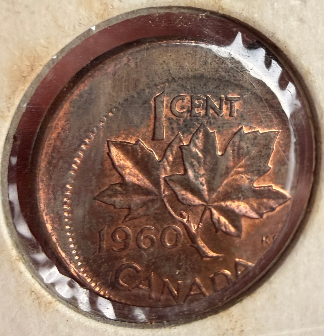1960 CAN 1 Cent Off-Center Strike Mint Error - 4