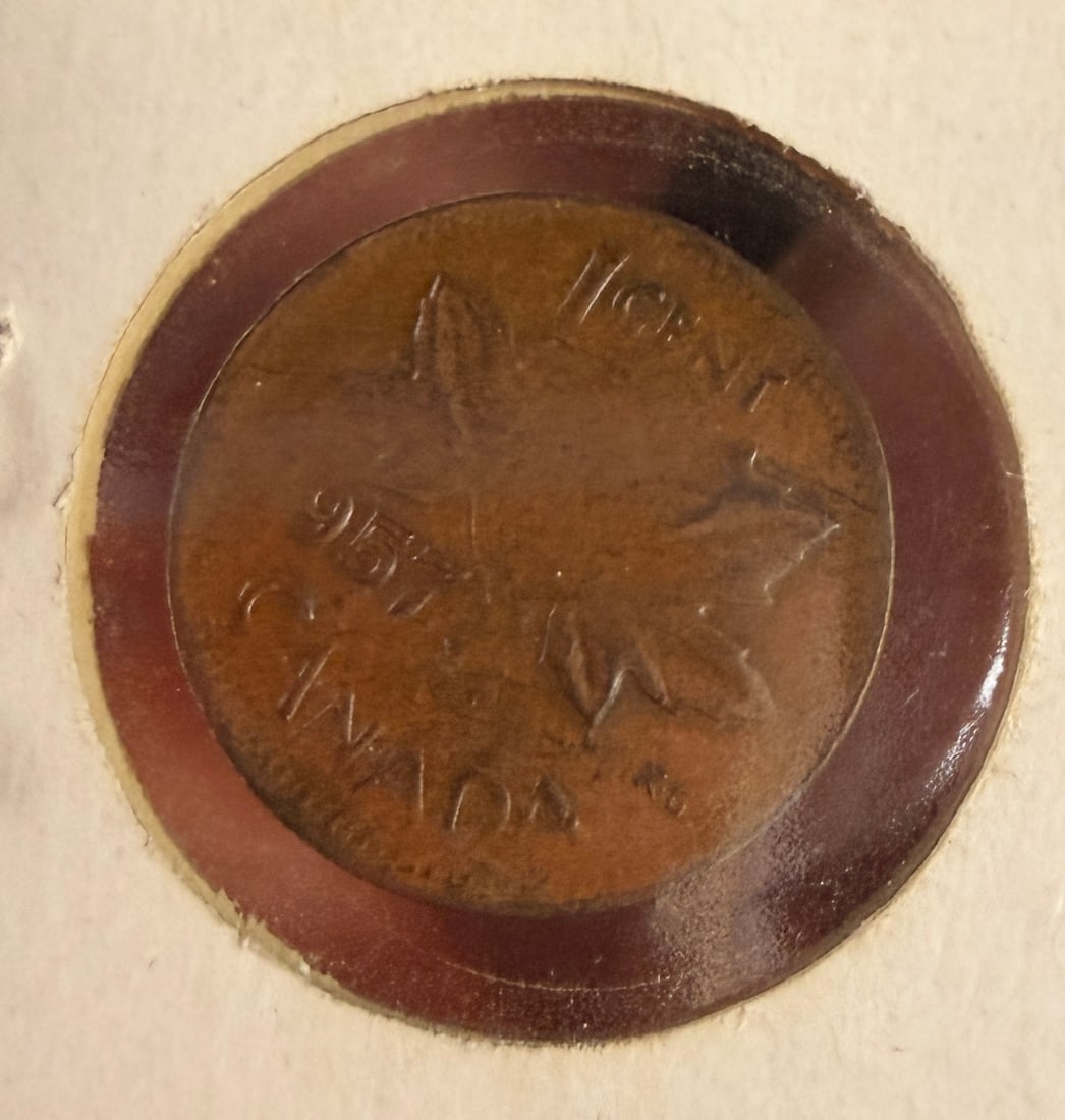 1957 CA 1 Cent Mint Error Struck on Half Planchet - 4