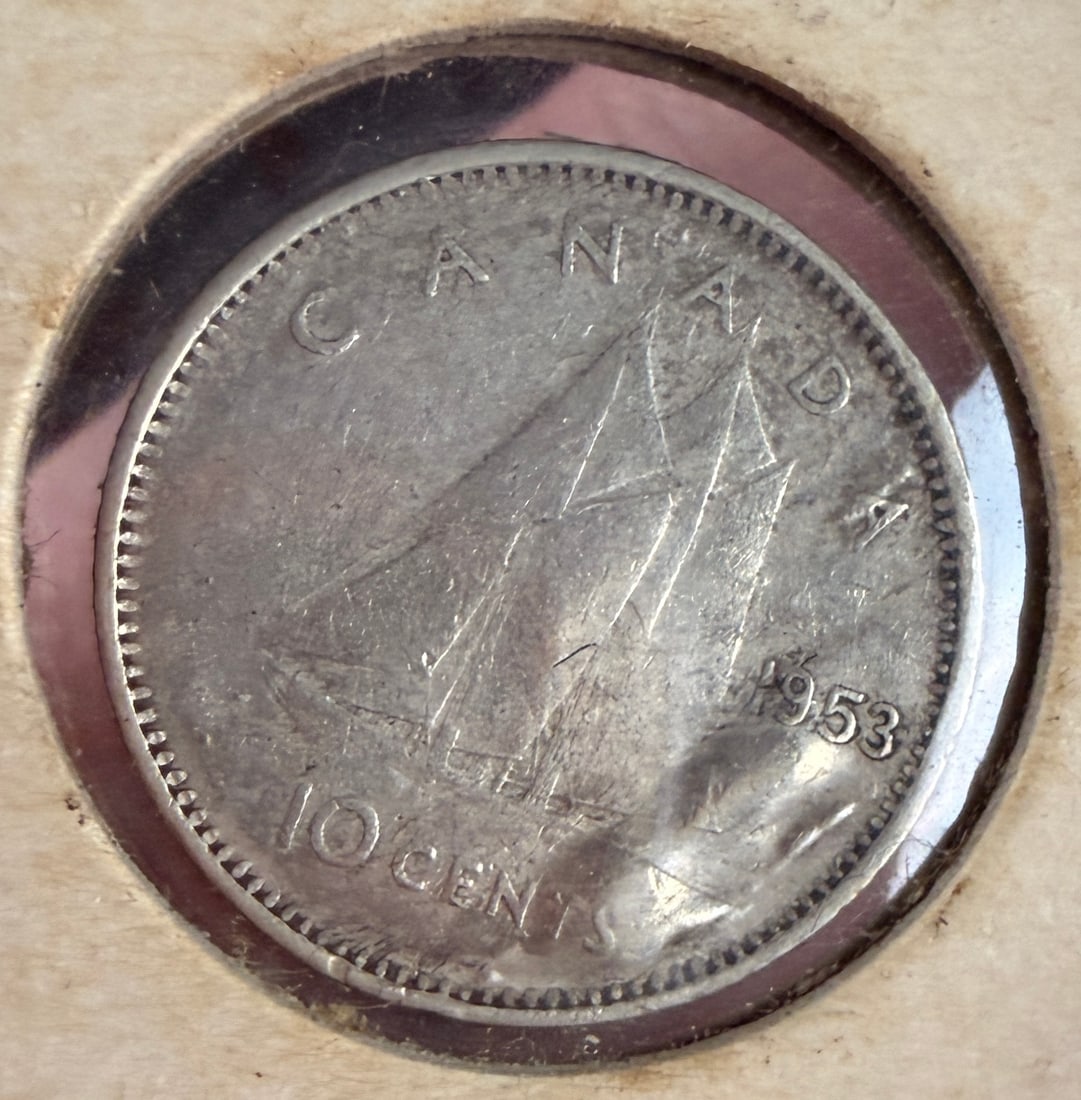 CA 1953 Silver 10 Cents Coin - 3