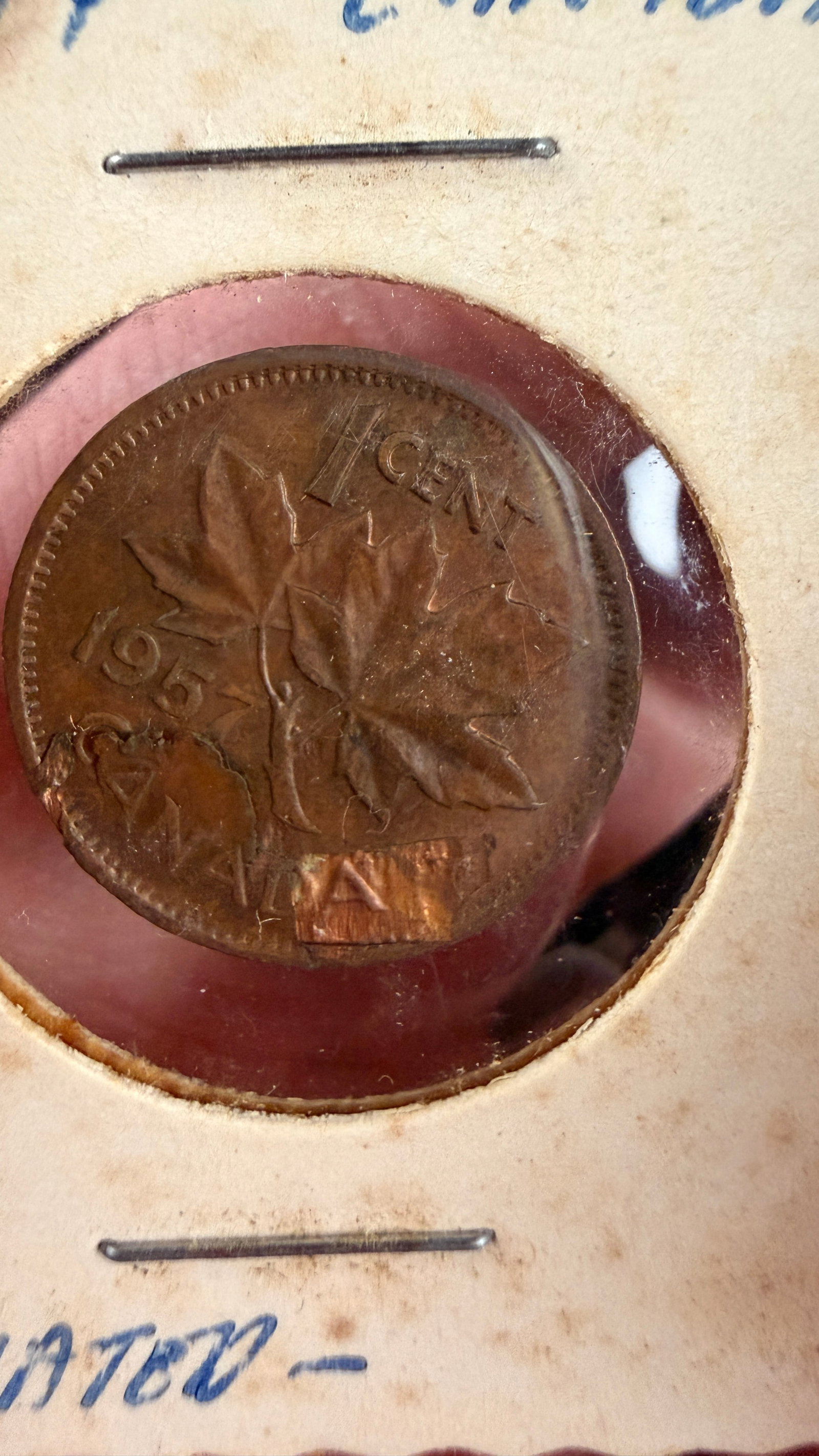 1957 Canada 1 Cent Bronze Coin with Reverse Lamination Error - 2