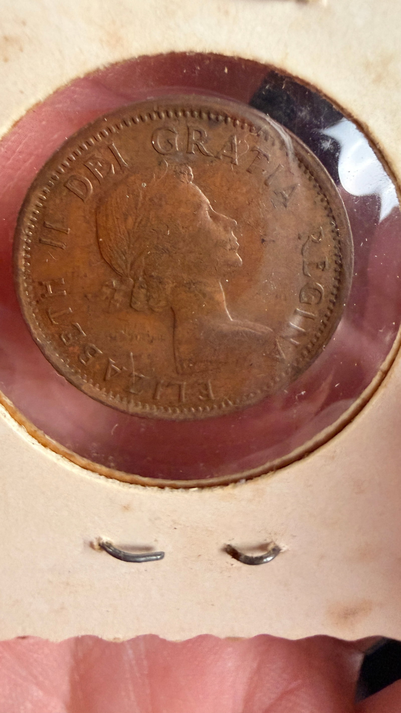 1957 Canada 1 Cent Bronze Coin with Reverse Lamination Error - 3