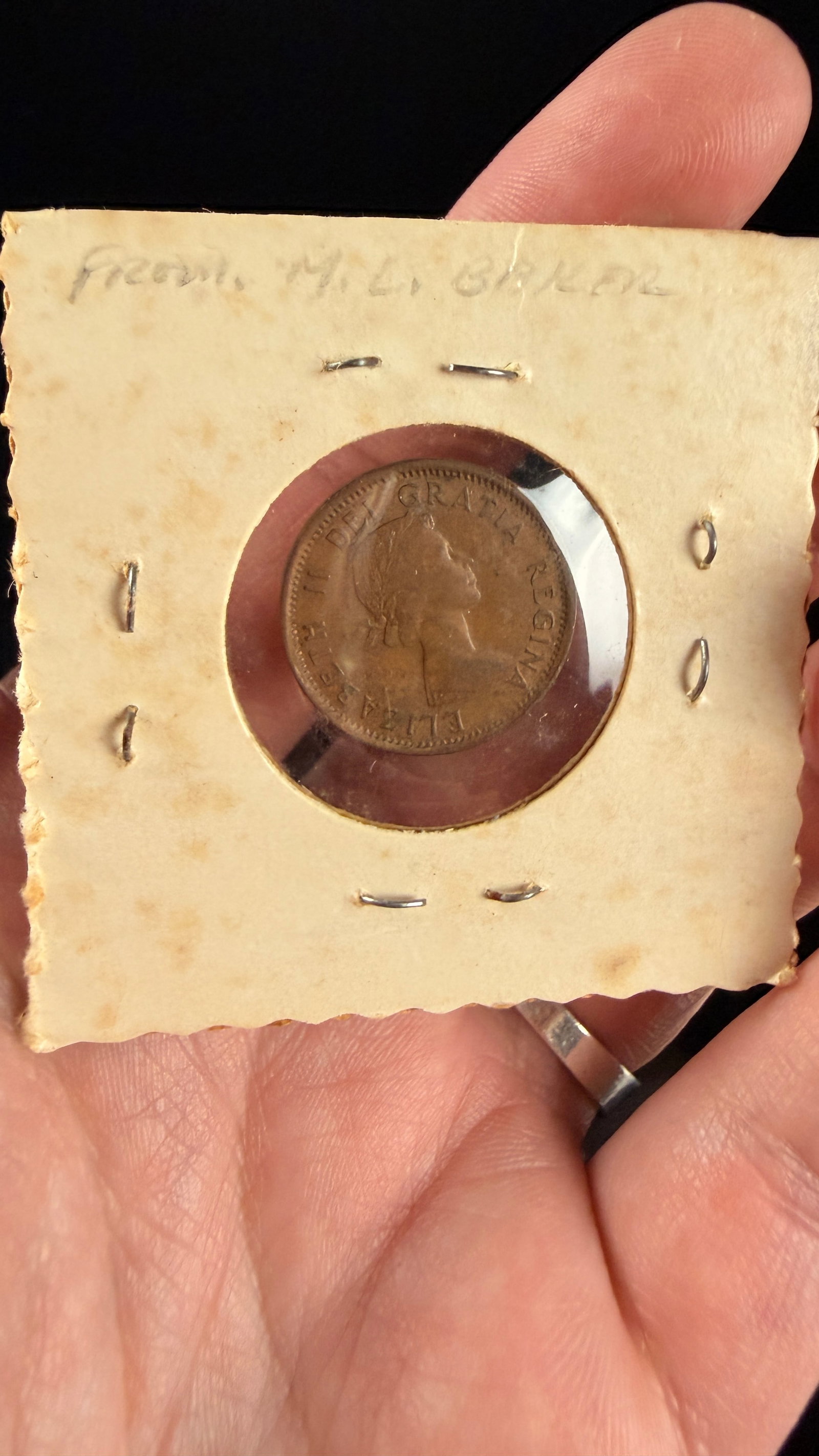 1957 Canada 1 Cent Bronze Coin with Reverse Lamination Error - 4
