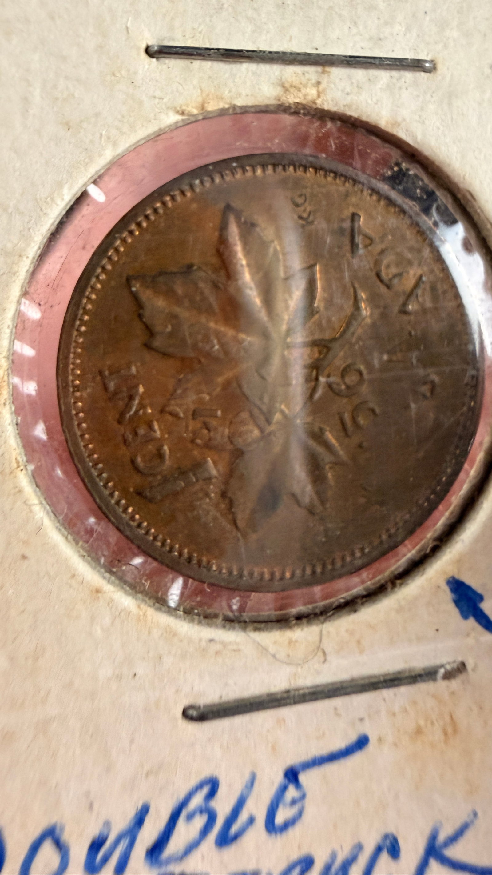 1956 CA 1-Cent Coin, Double Struck Error Variety - 4