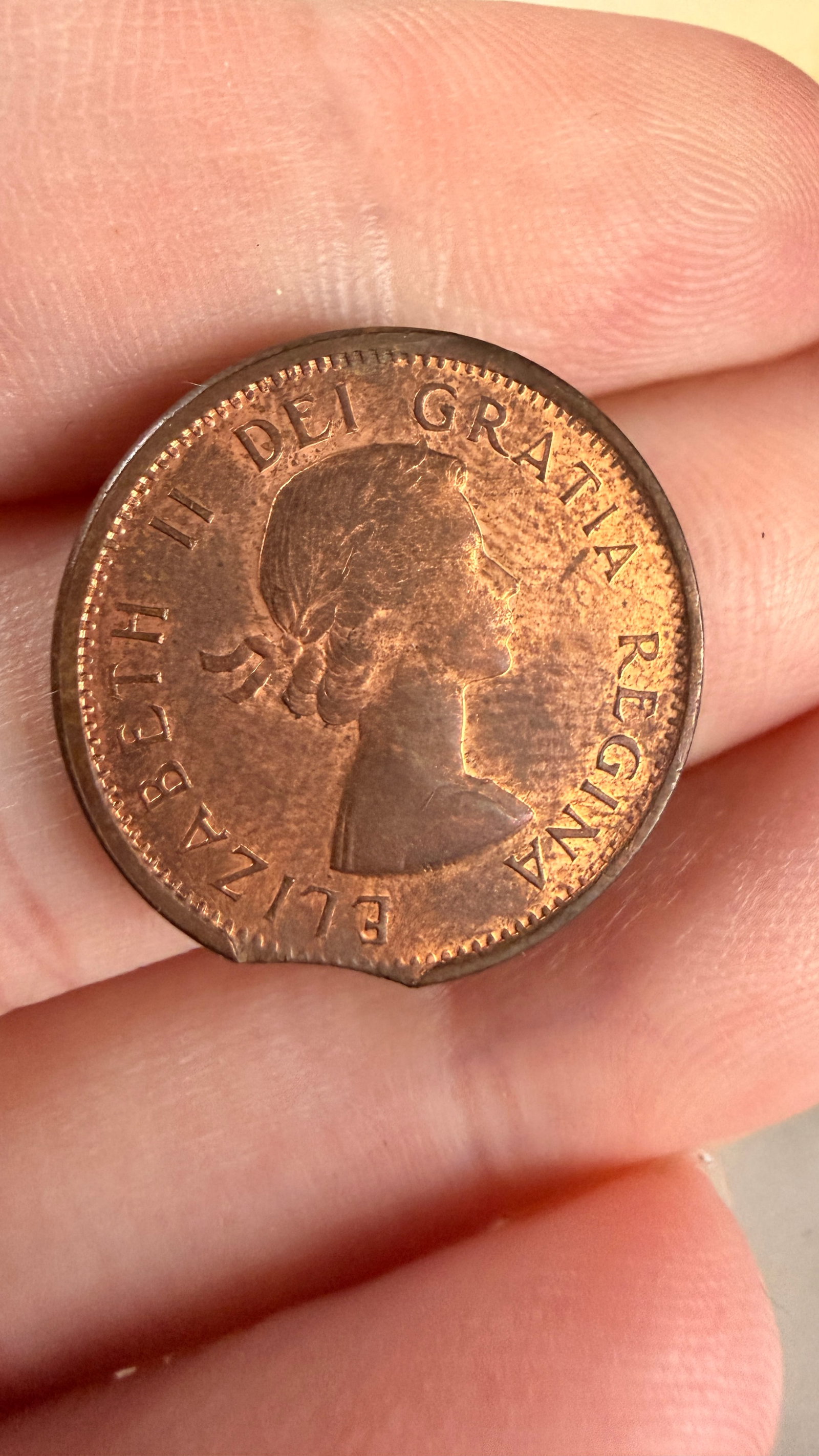 1961 CA One Cent, Clipped Planchet Error - 2