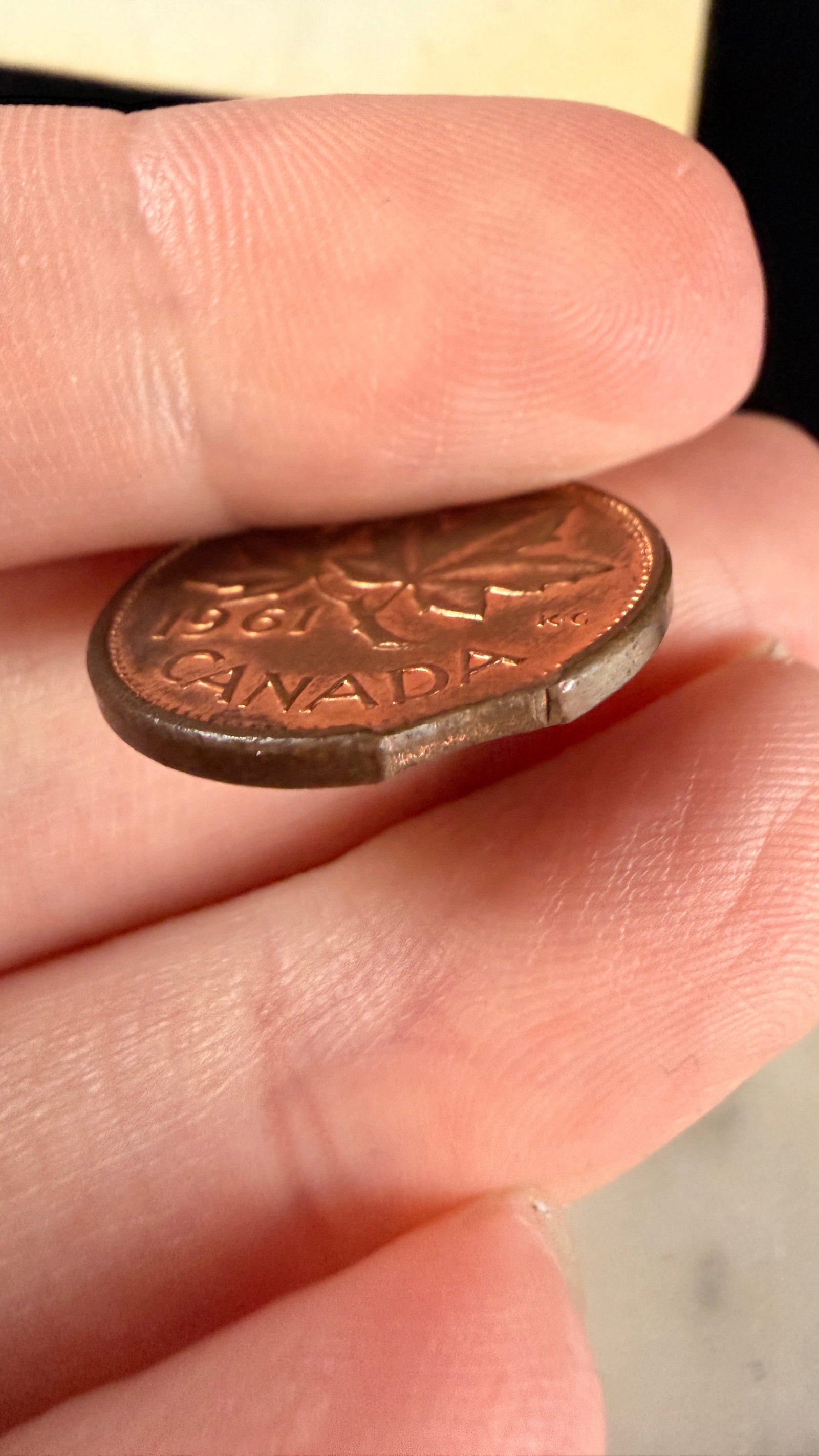 1961 CA One Cent, Clipped Planchet Error - 4