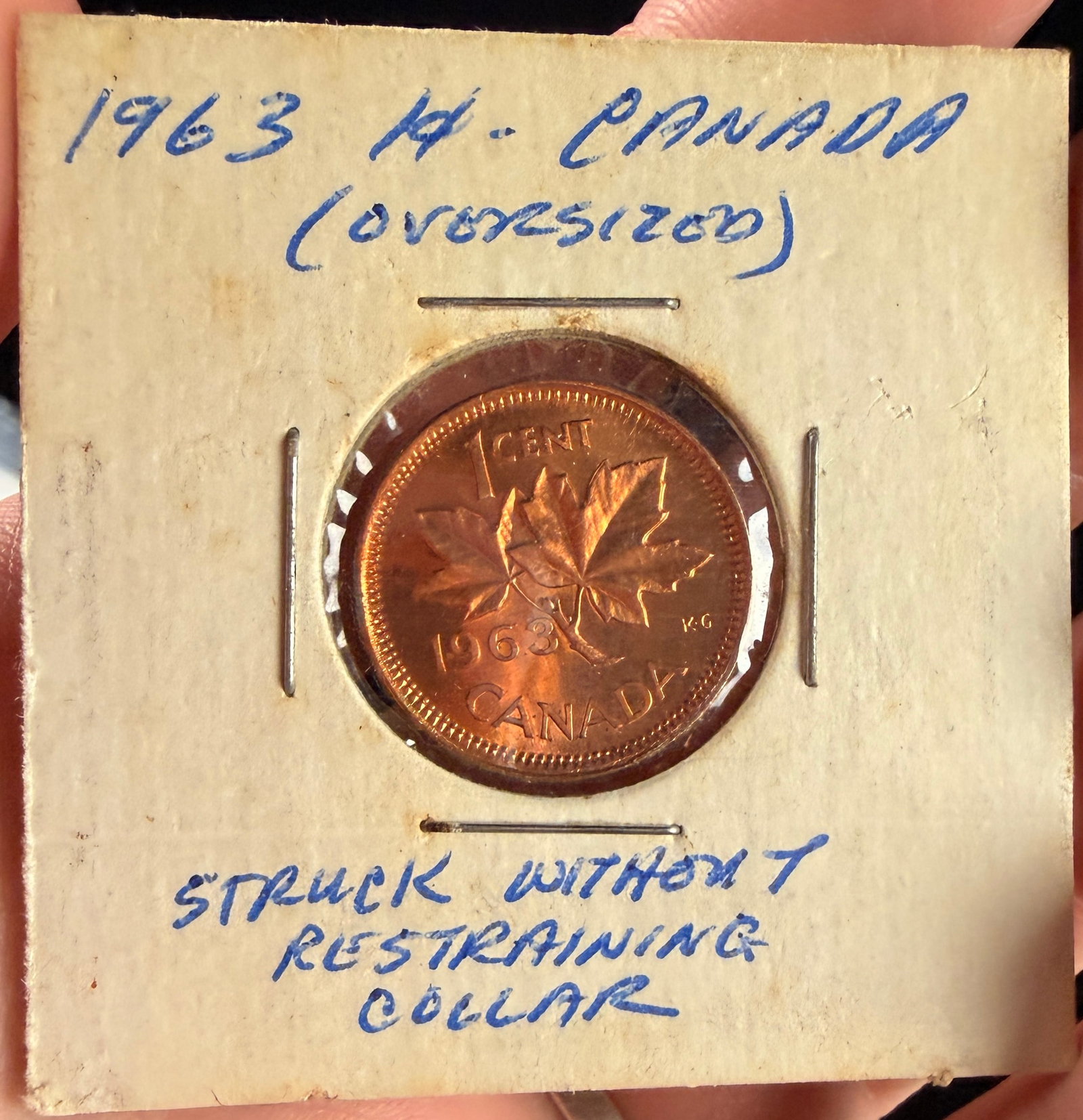 1963 Canada 1-Cent Coin Broadstrike Mint Error - 3