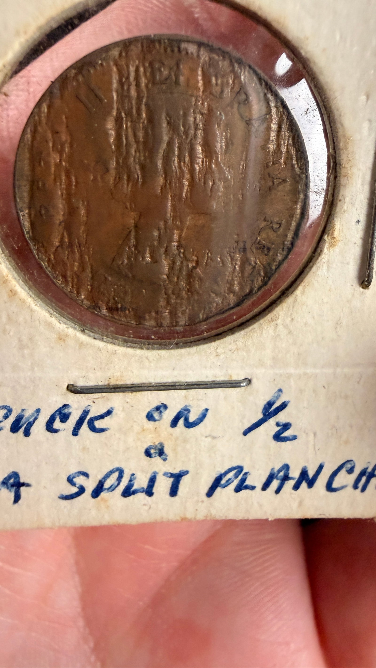 CA 1957 1-Cent Error Coin Struck on Split Planchet - 2