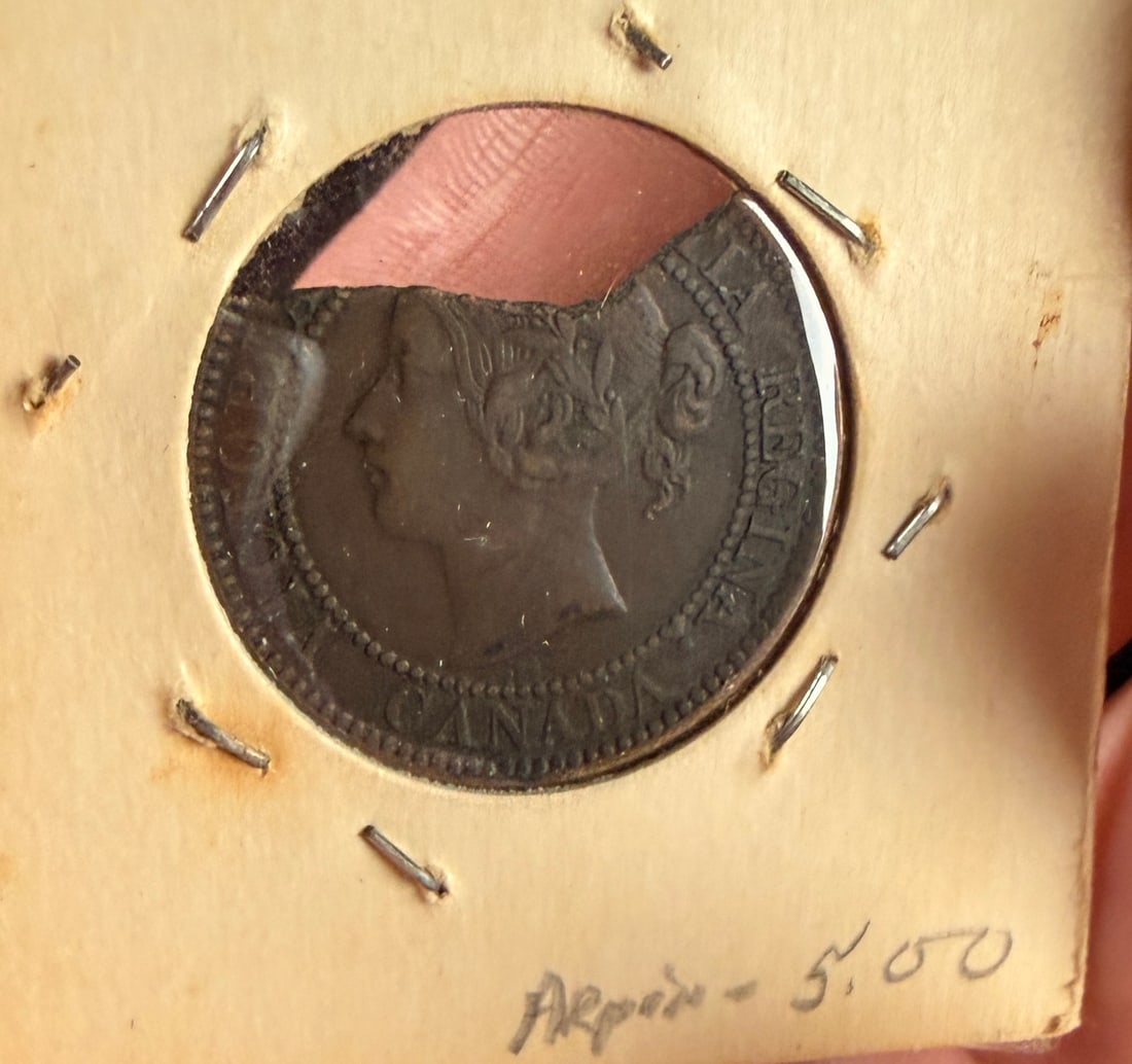 1859 CA One Cent Large Cent with Broken Planchet Mint Error - 2