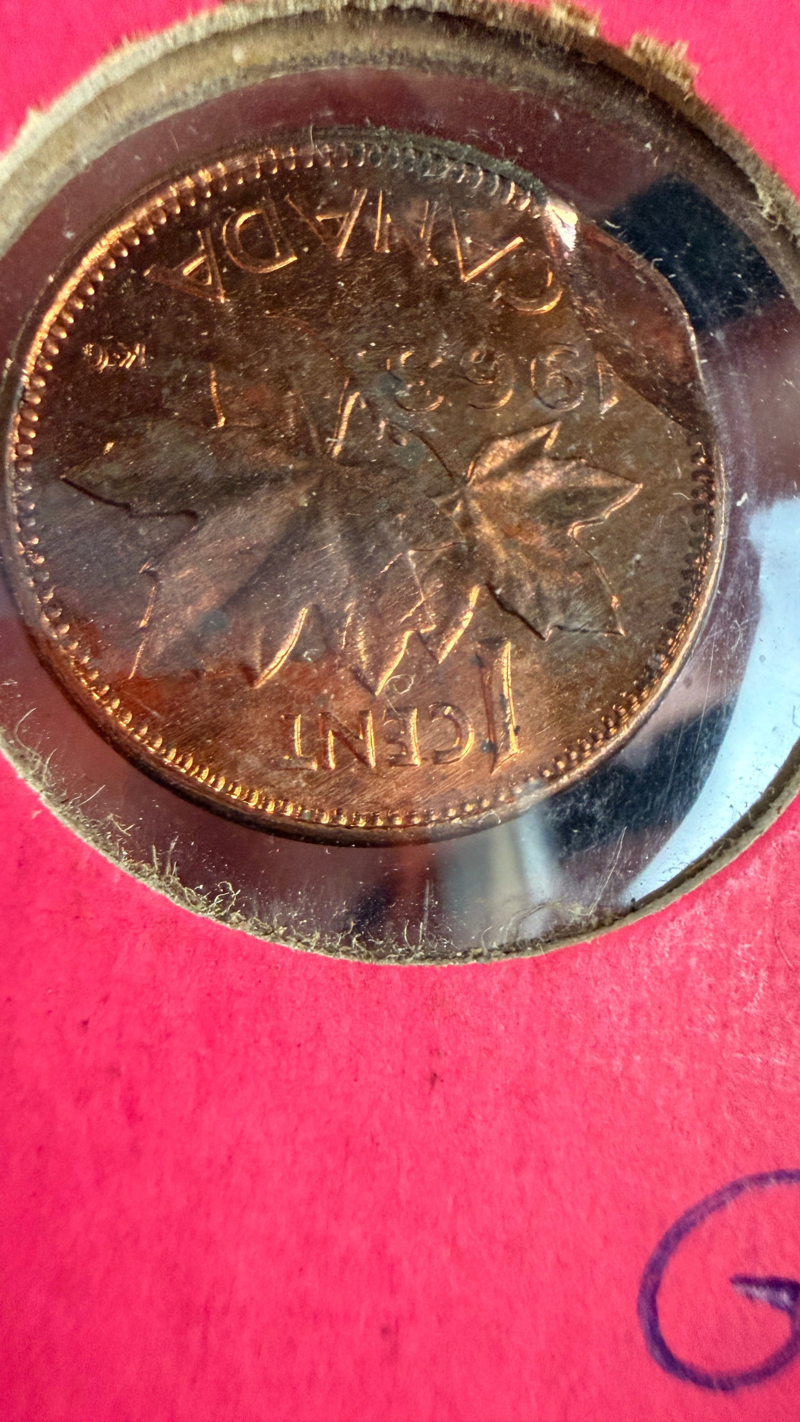1963 CAN 1 Cent Bronze Coin with Major Reverse Mint Error - 5