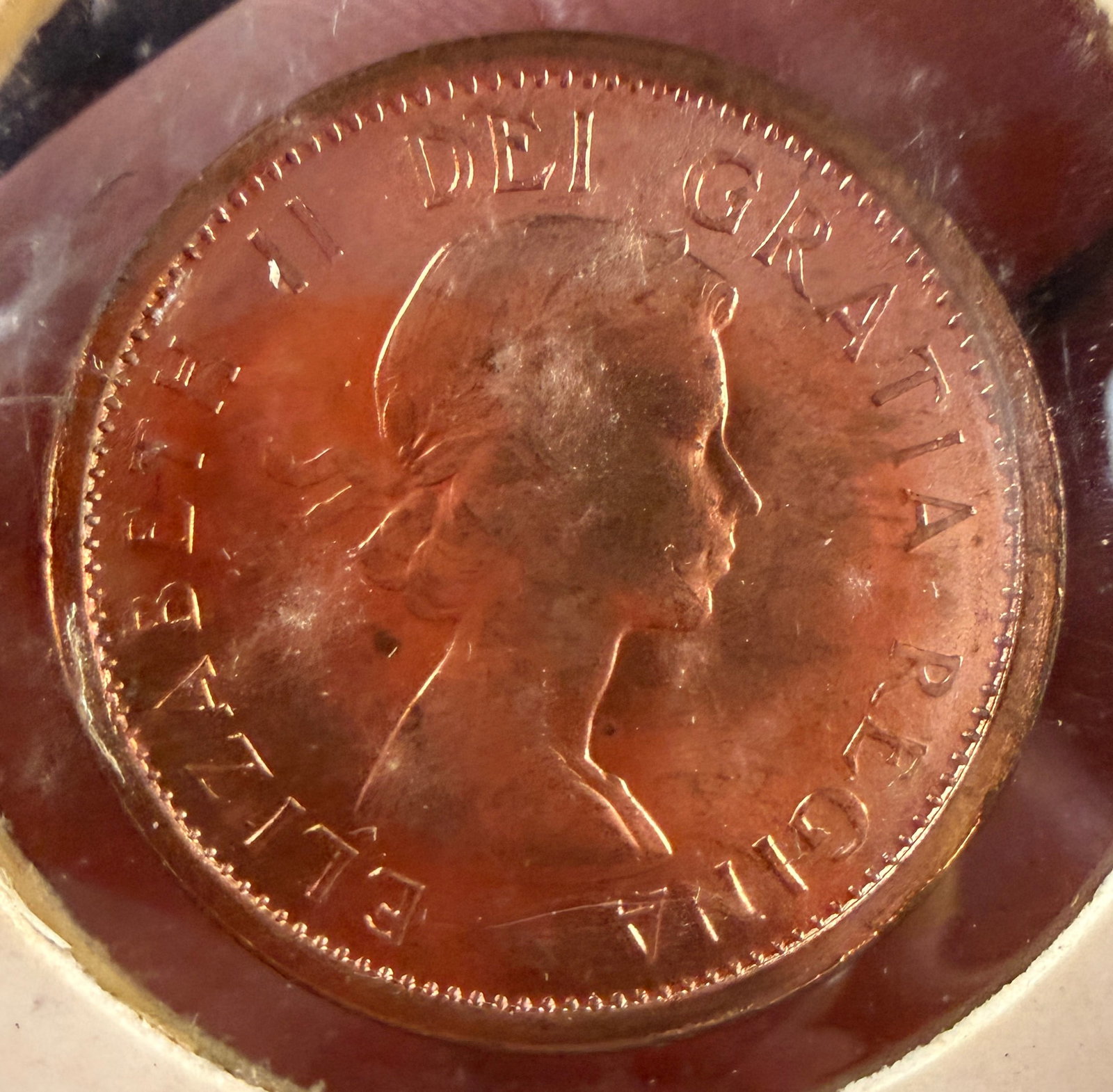 1962 CA Bronze 1 Cent, Major Reverse Lamination Mint Error - 2