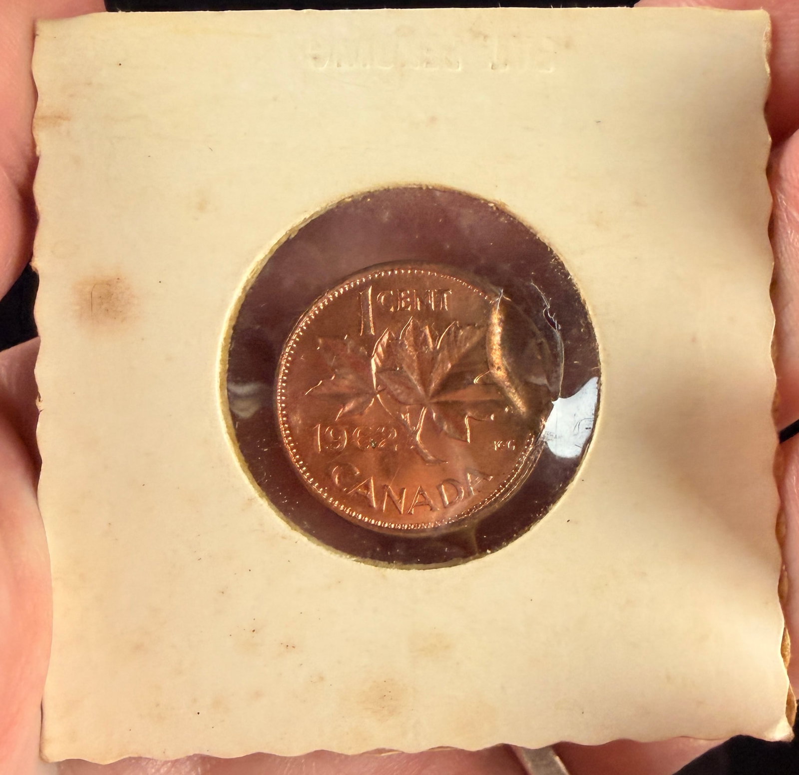 1962 CA Bronze 1 Cent, Major Reverse Lamination Mint Error - 3