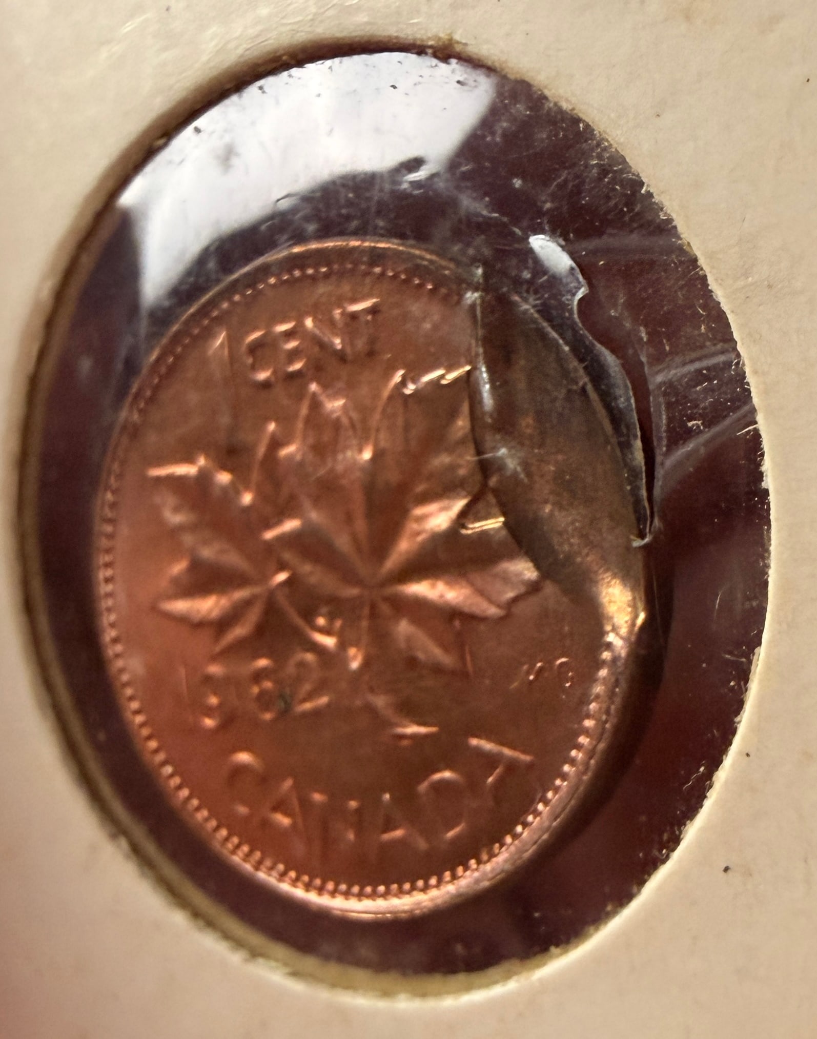 1962 CA Bronze 1 Cent, Major Reverse Lamination Mint Error - 4