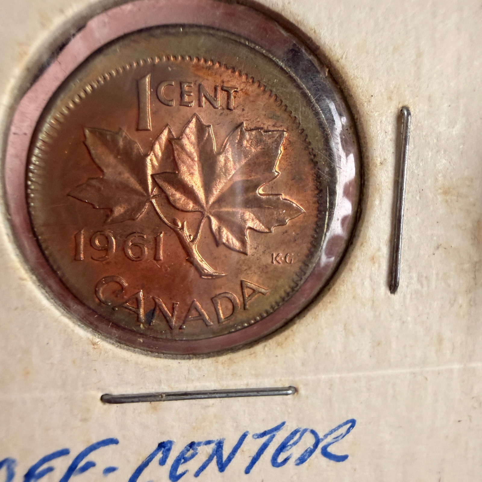 1961 CA 1 Cent Off-Center Strike Error Coin - 2