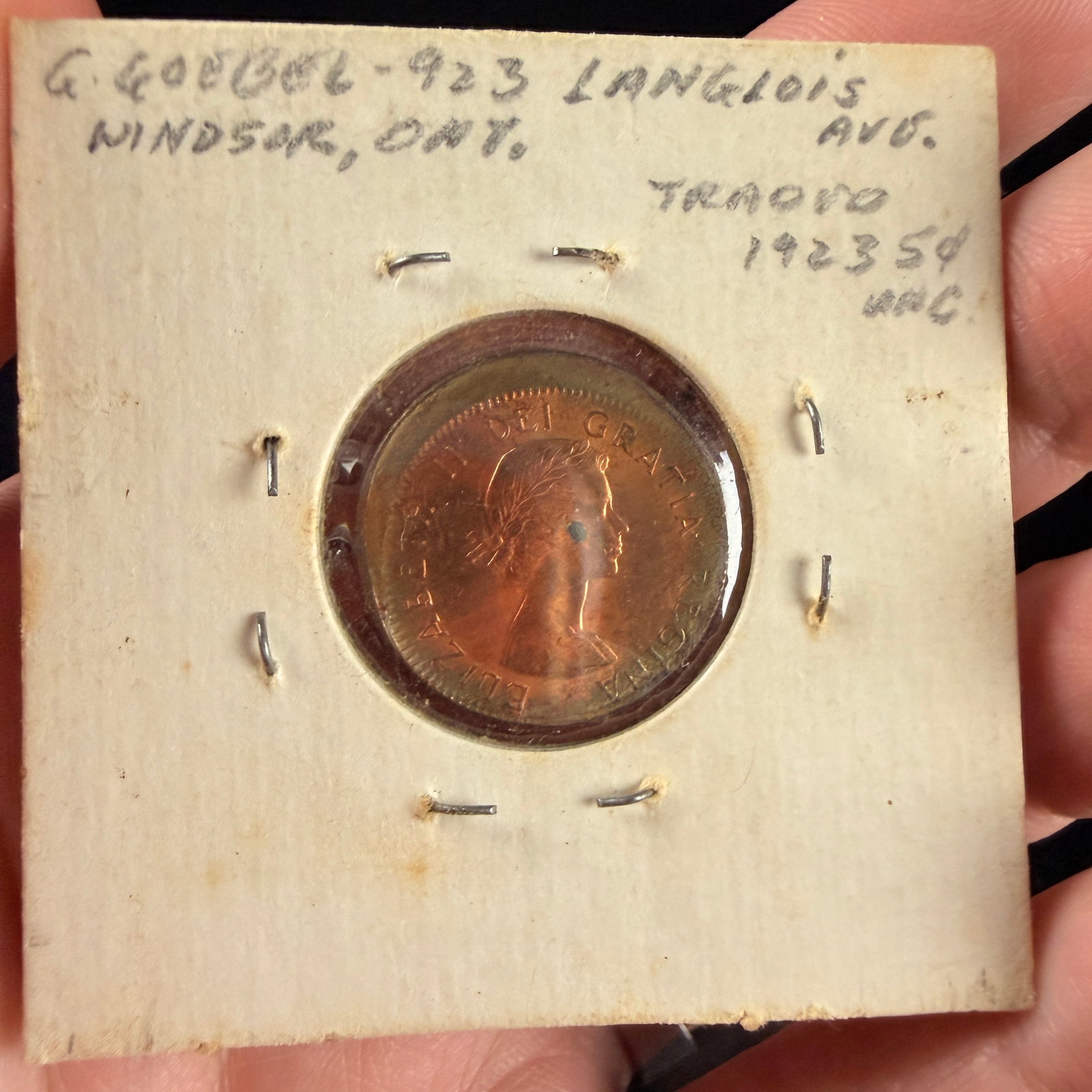 1961 CA 1 Cent Off-Center Strike Error Coin - 3