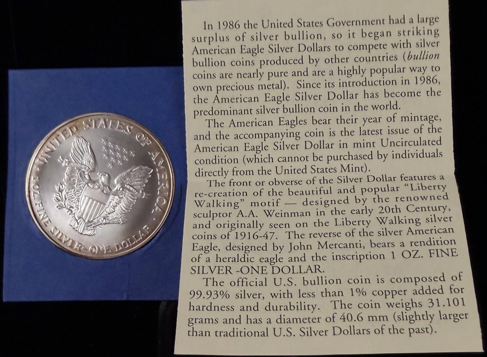 1997 US American Eagle Silver Dollar 1oz Fine Silver - 4