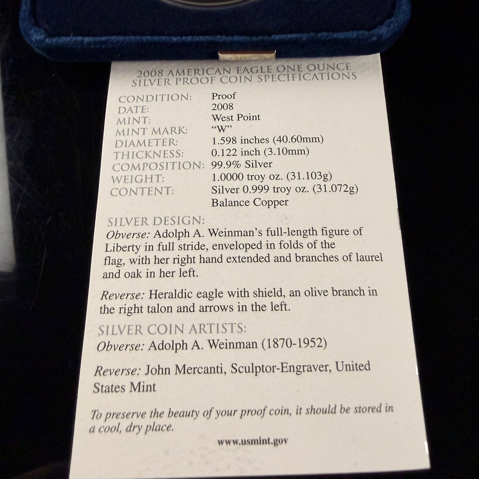 2008 US American Eagle One Ounce Silver Proof Coin - 4