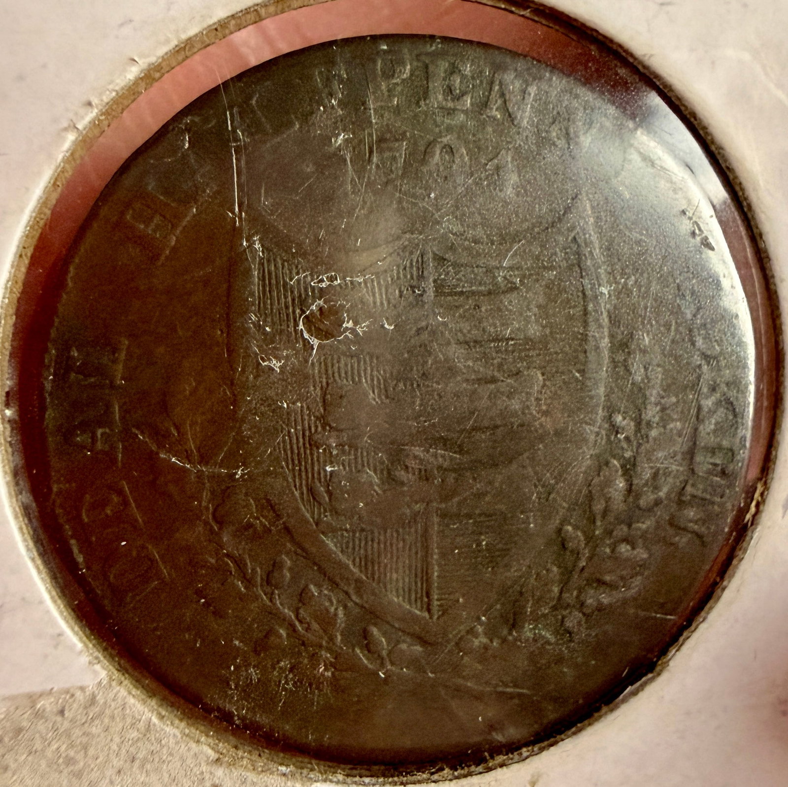 UK 1794 Gloucestershire Gloucester City Halfpenny Conder Token DH 12: This is a UK 18th-century provincial copper token, identified as a (1794) half penny Conder token issued for Gloucester. The obverse features an architectural view of a church, surrounded by the legen