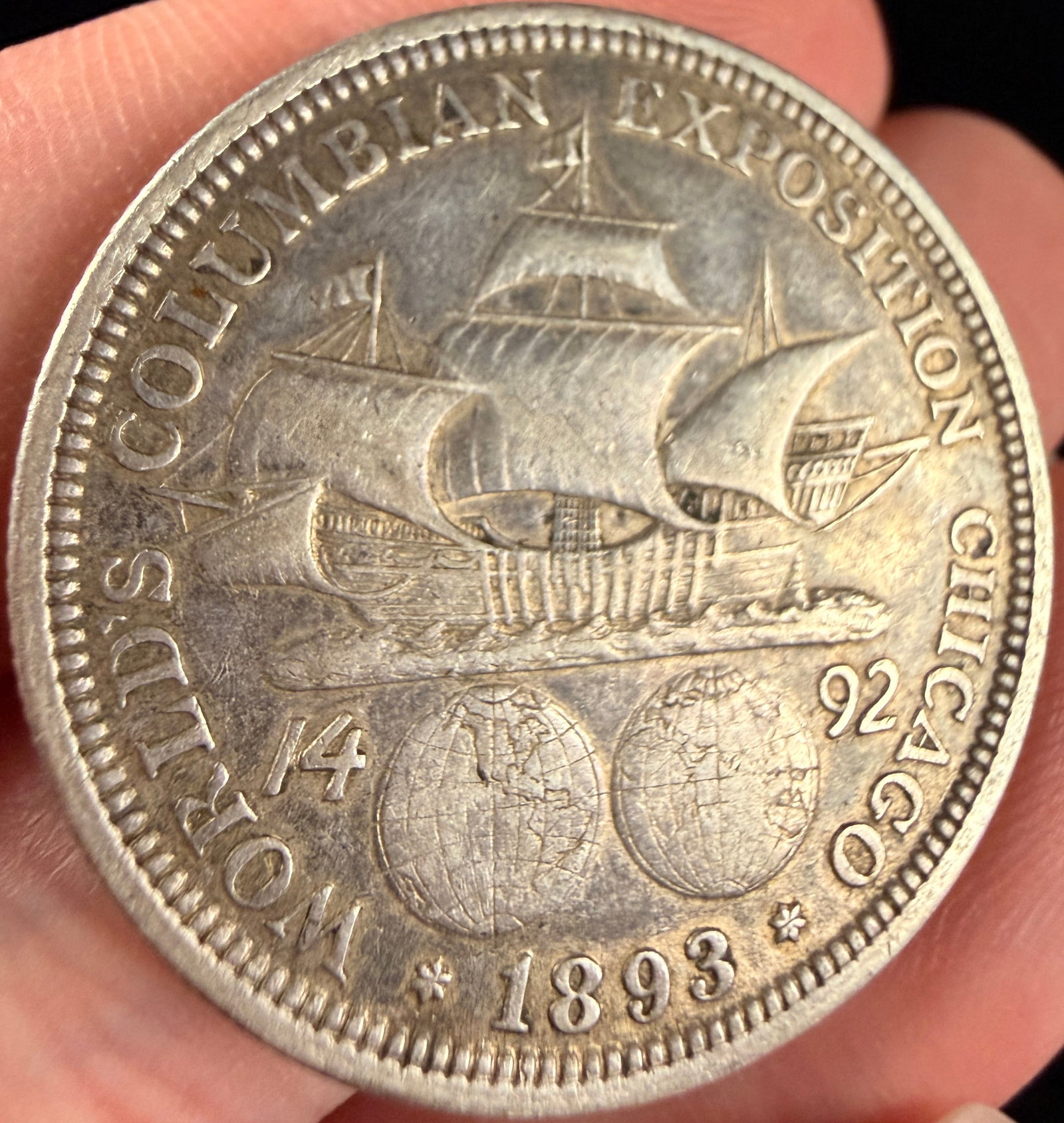 US 1893 Columbian Exposition Silver Half Dollar - 2