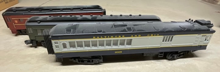 Three O-Gauge Model Train Passenger Cars including Baltimore and Ohio, Great Northern, and (1 of 15)