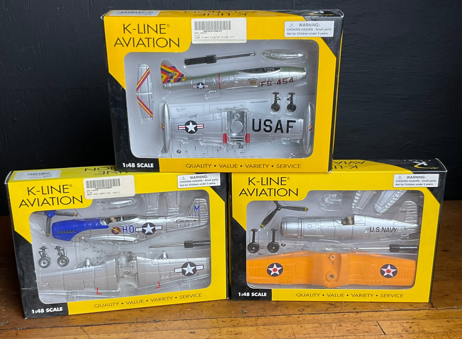 Three K-Line Aviation 1:48 Scale Model Airplane Assembly Kits (1 of 4)